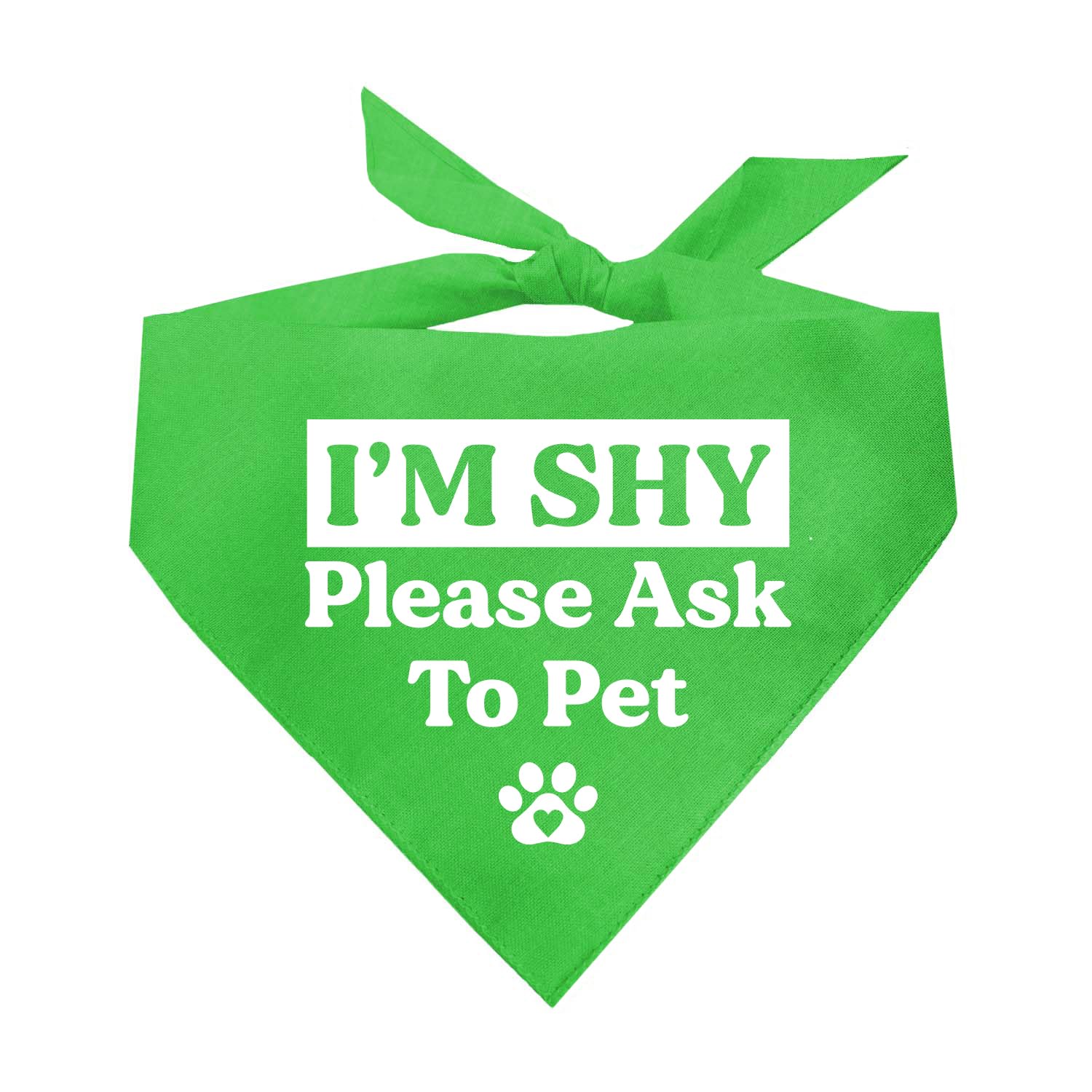I'M Shy Please Ask To Pet Dog Bandana (Lime Green, Os 590)