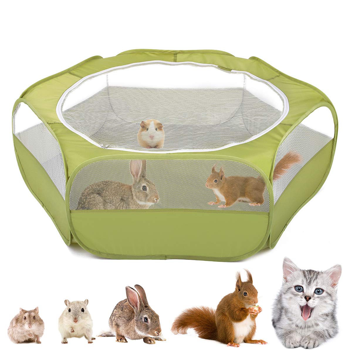 VavoPaw Small Animals Playpen, Waterproof Breathable Indoor Pet Cage Tent with Zipper Cover, Portable Outdoor Exercise Yard Fenc