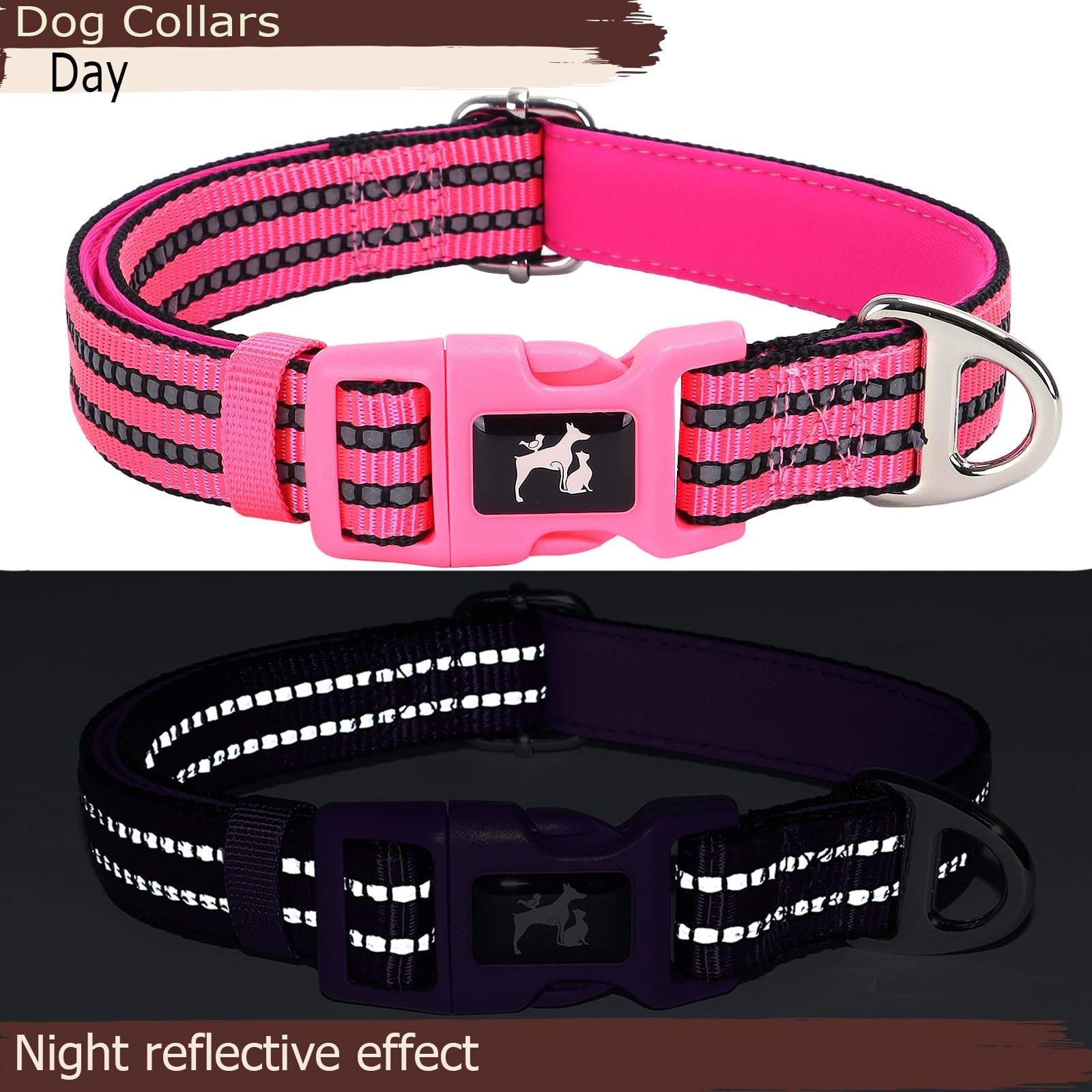Maowuwujoz Reflective Medium Dog Collars - Soft Padded, Adjustable Durable Pet Collar With Quick Release Buckle For Walking, Run
