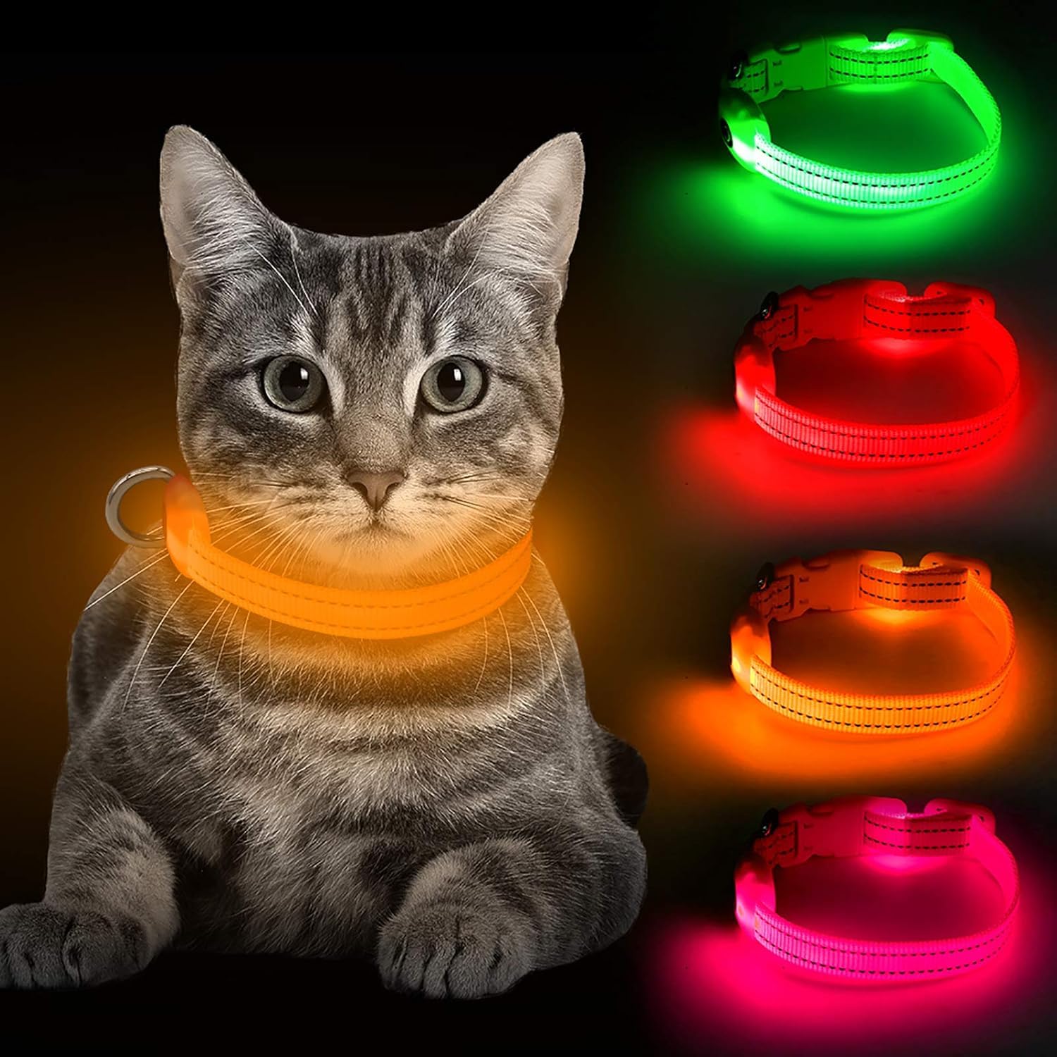 Bseen Light Up Dog Collar, Reflective Led Dog Collar Rechargeable Glowing Puppy Collar For Puppies & Cats,Safety Dog Lights For 