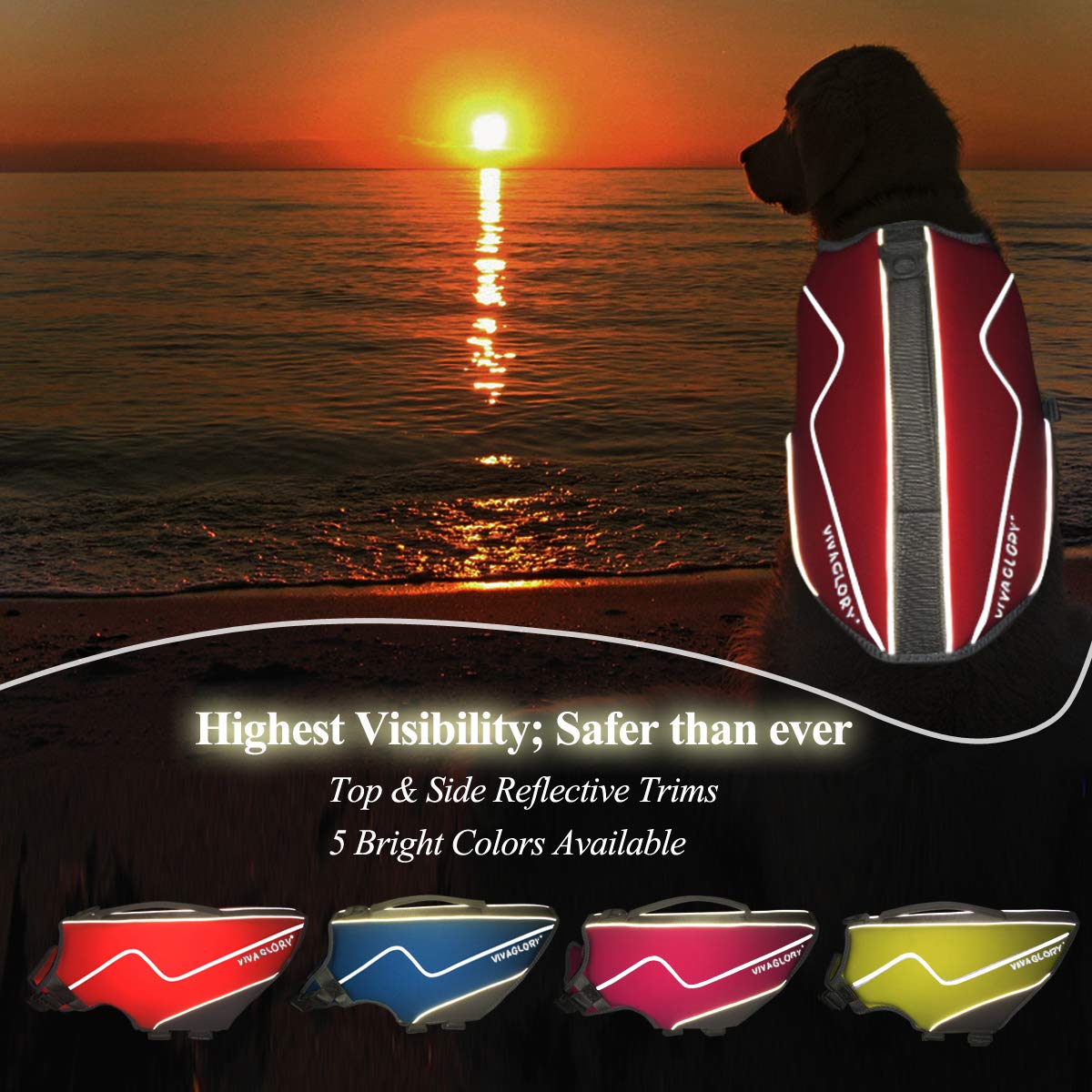 Vivaglory Neoprene Dog Life Jacket Puppy Life Jacket For Boating Hunting & Swimming, Lightweight With Leash Ring, Xs, Red