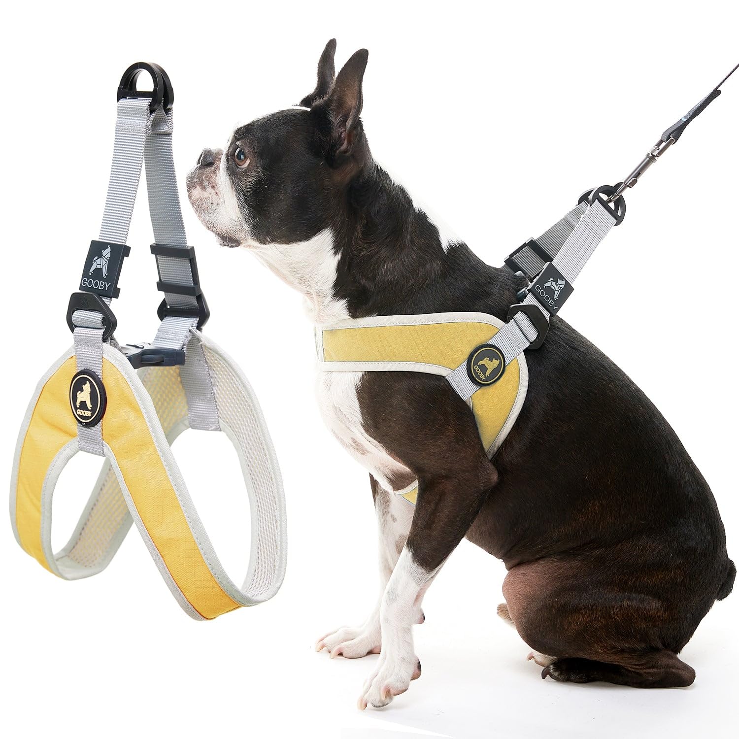 Gooby Simple Step in III Harness - Yellow, X-Small - Small Dog Harness with Scratch Resistant Outer Vest - Soft Inner Mesh Harne