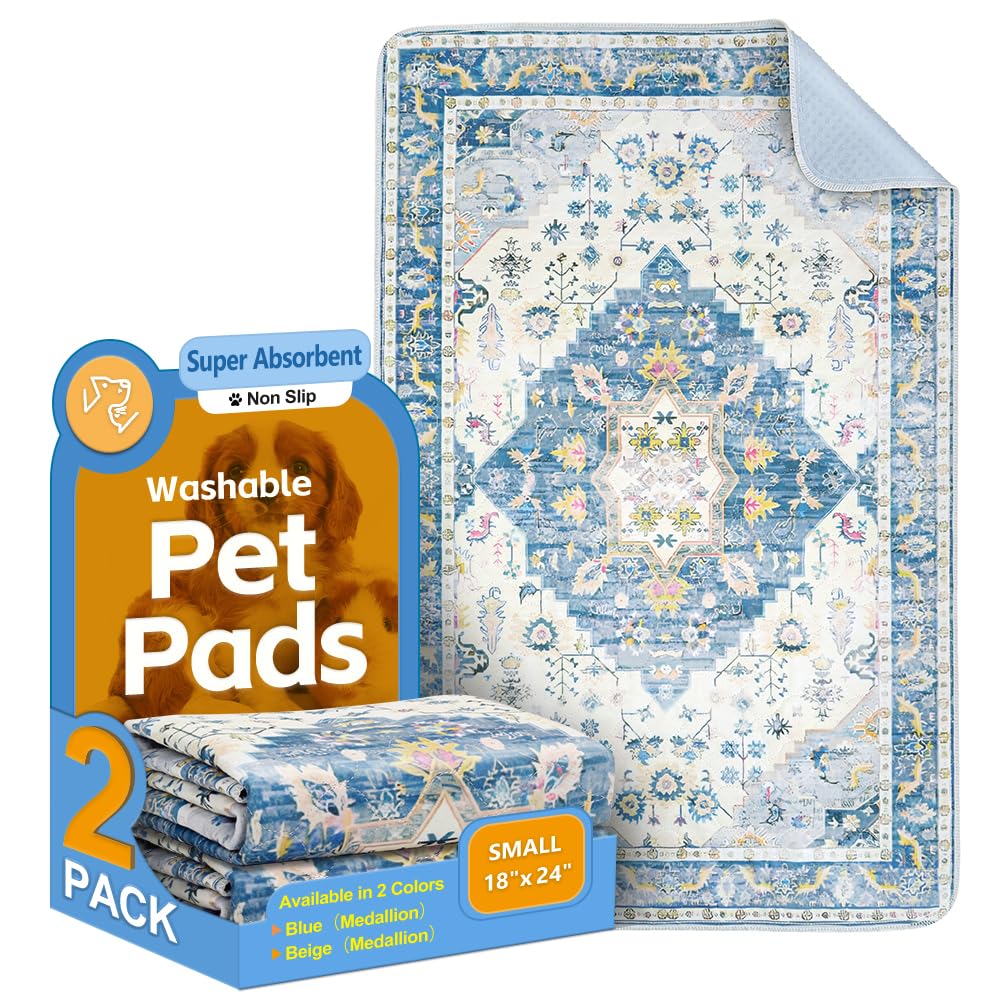 Washable Pee Pads for Dogs 2 Pack Reusable Puppy Training Pads 24x18 Super Absorbent Waterproof Dog Training Pads, Non-Slip Pott