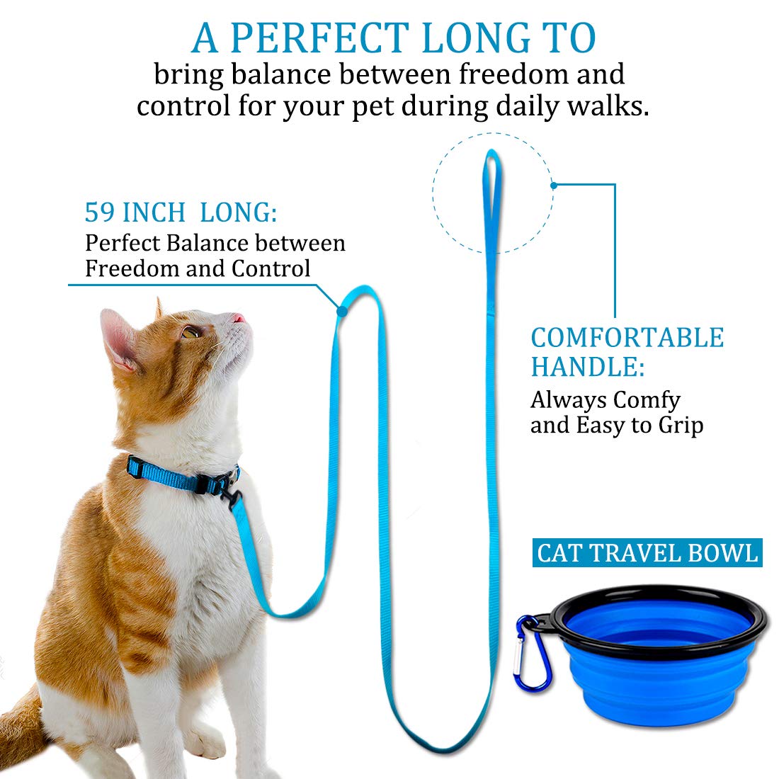 Doyoo 2 Pack Dog And Cat Leash With Easy To Use Collar Hook - Strong And Durable For Small And Medium Pets - Includes Collapsibl