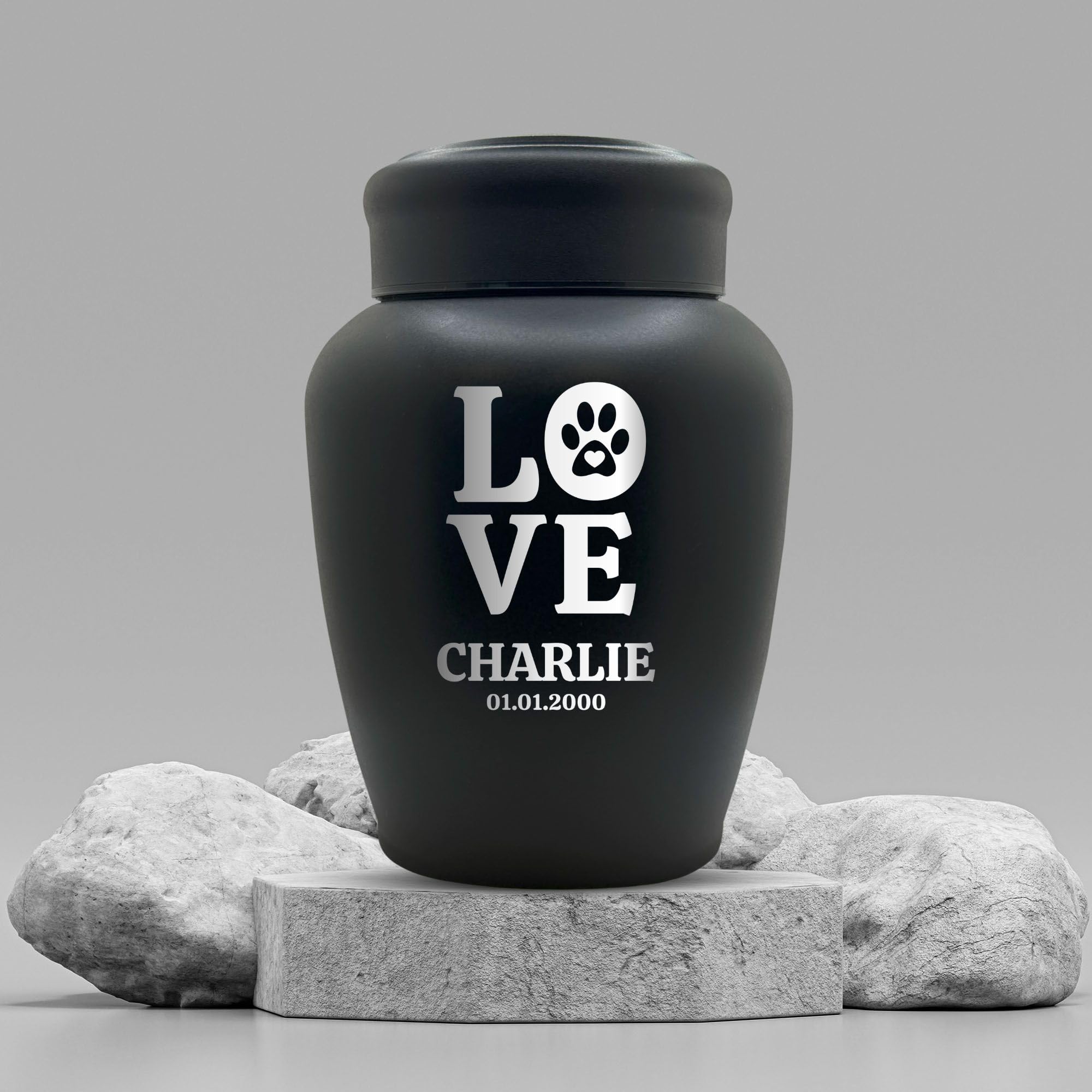 Custom Engraved Dog Urn With Name And Date - Stainless Steel Large Cremation Urns For Dogs Ashes With Airtight Closure | Up To 1