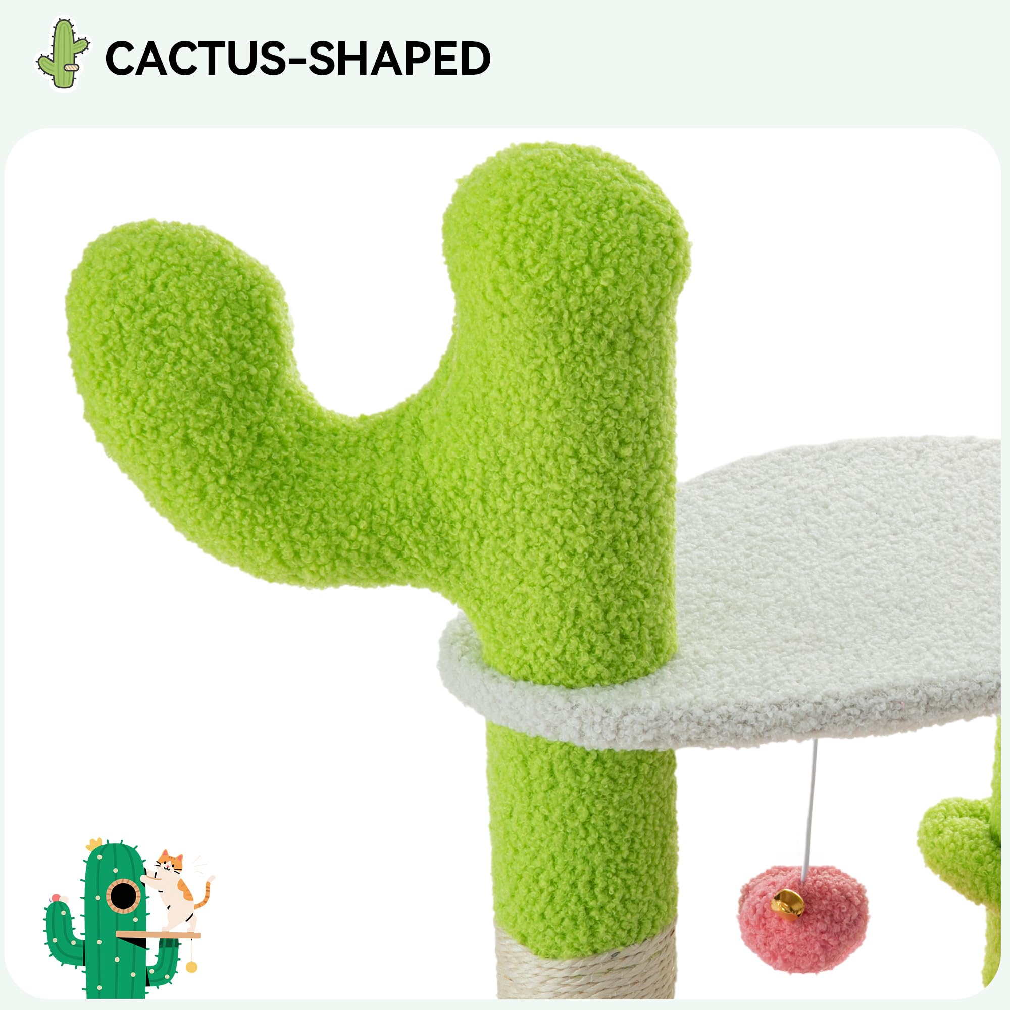 YITAHOME 48.4in Flower Cat Tree Tower: Cute Kitten Climbing Tower Indoor with Kitty Condo, Sisal Scratching Posts and Board, Pur