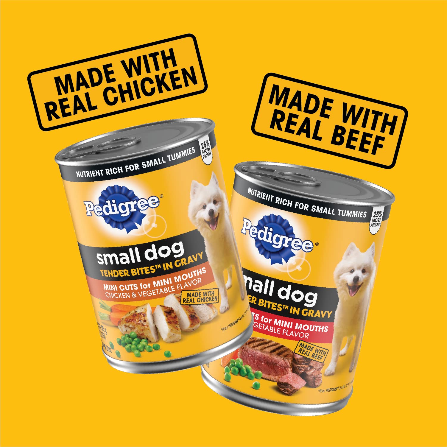 Pedigree Small Dog Tender Bites in Gravy Wet Dog Food, Steak & Chicken Variety Pack, 13.2 oz. Cans (12 Count, Pack of 1)