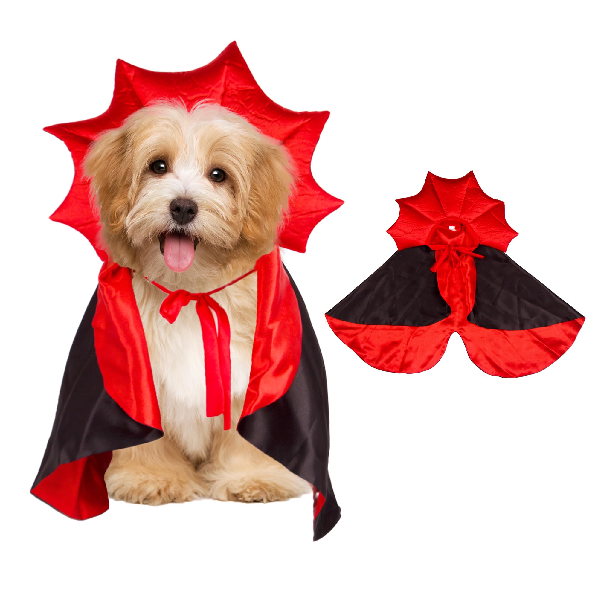 Adoggygo Halloween Dog Costume Dog Vampire Devil Costume Dog Halloween Cloak Cape Red Black Halloween Vampire Costumes For Small Medium Large Dogs (Black&Red, Small)
