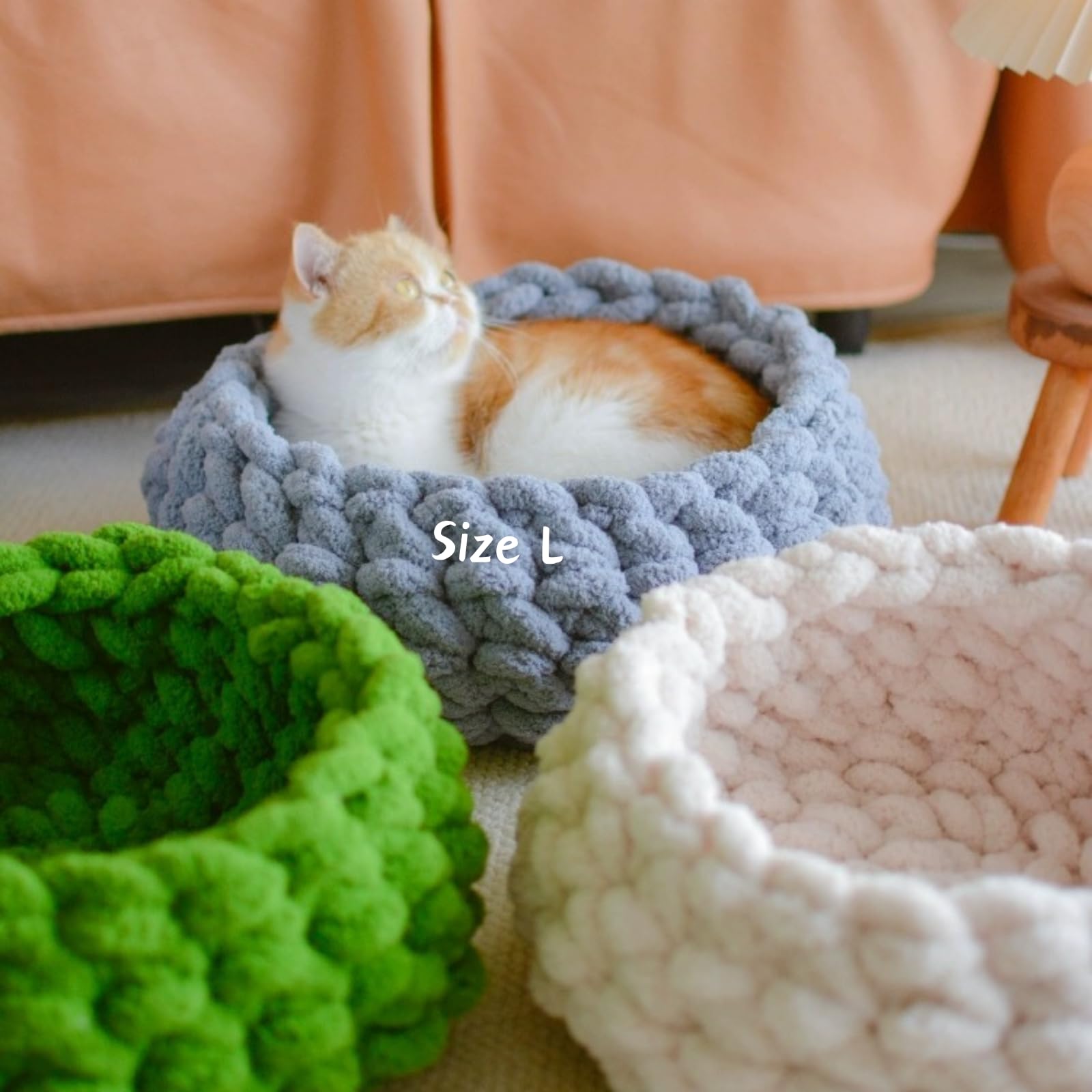 Urnat Cat Nest Bed - Premium Handwoven Washable Extra Soft Round Cave House Furniture For Indoor Kitten (Mapleleaf Red,Large)