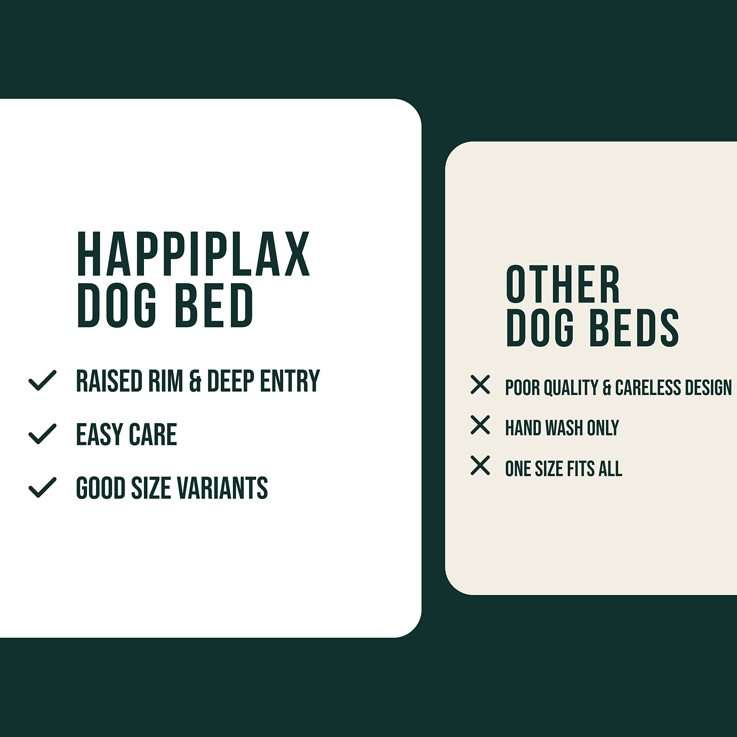 Happilax Dog Bed - Washable Plush Pillow - Dog Bed With Removable Cover - Raised Edges - Small To Large Dogs - Rectangular Bolster Pet Bed - Grey