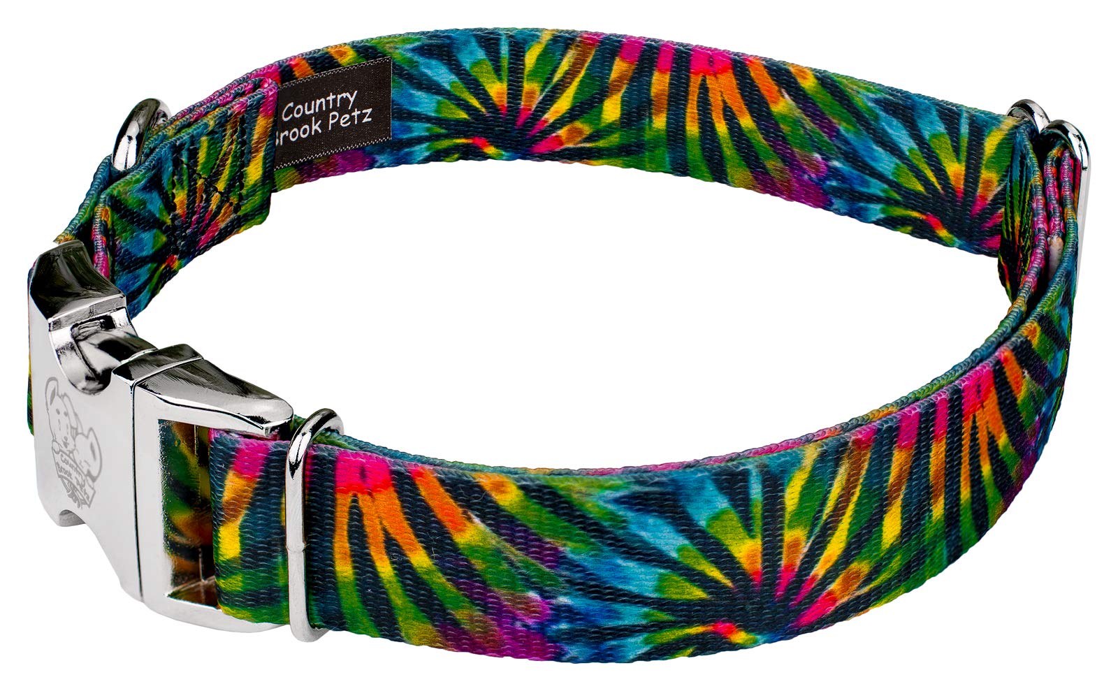 Country Brook Petz - Tie Dye Stripes Premium Dog Collar And Leash Set - Groovy Collection With 5 Far Out Designs (1 Inch, Extra