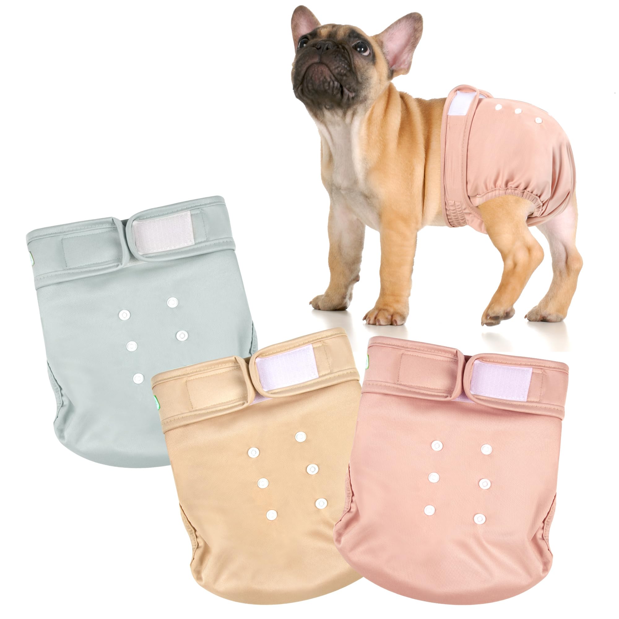 Wegreeco Xx-Large Dog Diapers Female No Tail Hole In Morandi, Reusable French Bulldog Diapers Female
