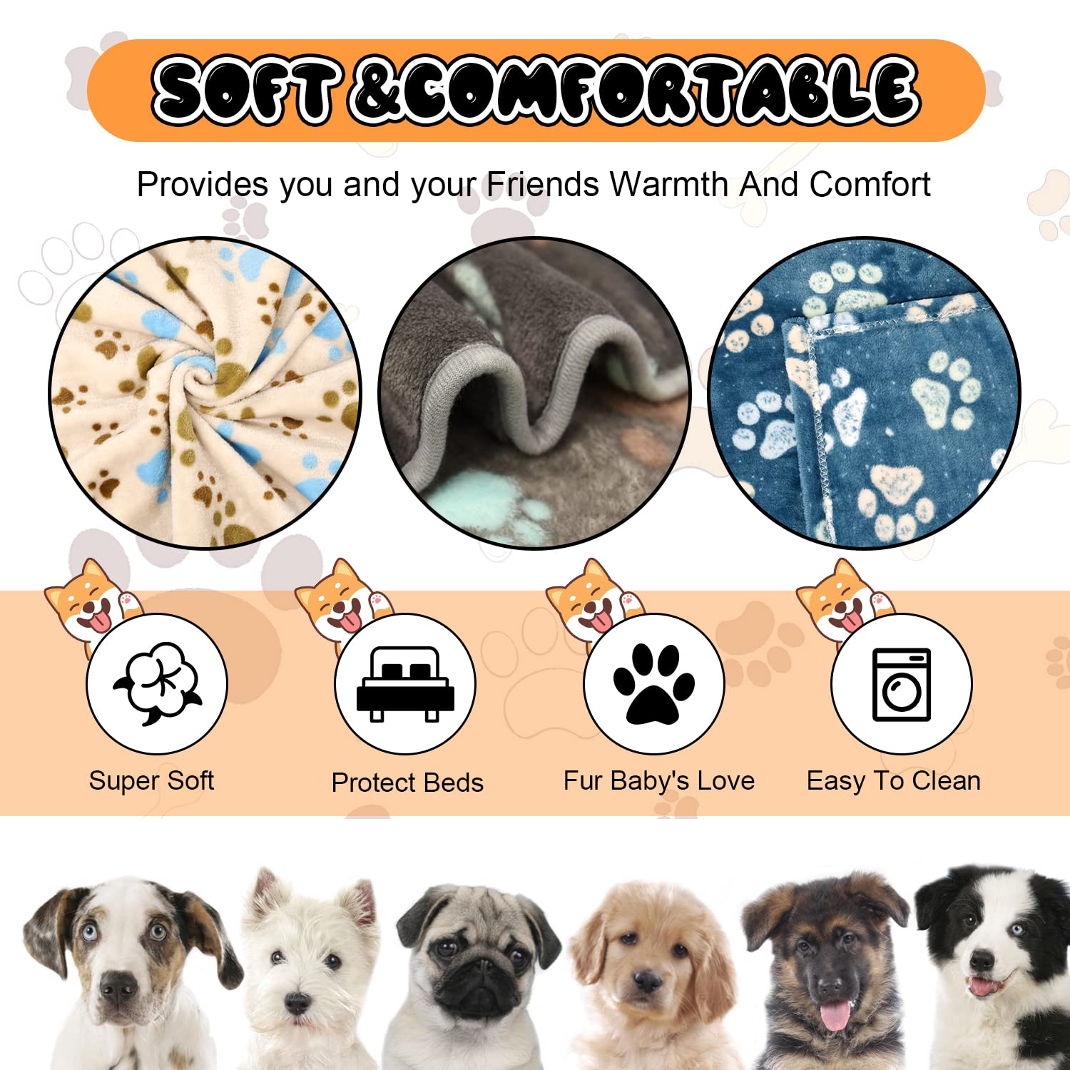 1 Pack 3 Blankets For Dogs, Dog Blankets For Large Dogs, Medium Dog Blanket Super Soft Fluffy Premium Fleece Pet Blanket Flannel