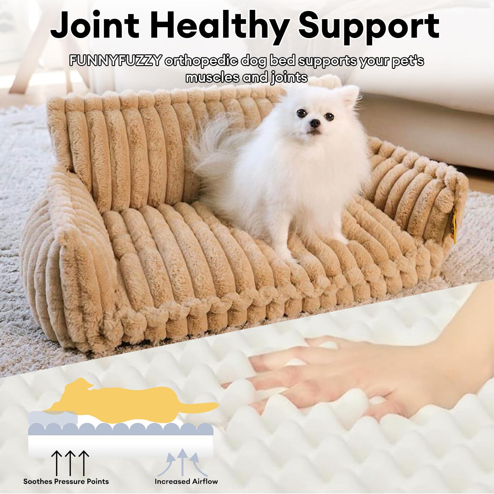 Funny Fuzzy Dog Bed For Small Dogs - Orthopedic Dog Sofa With Removable Washable Cover And Anti-Slip Bottom, Supportive Foam Pet