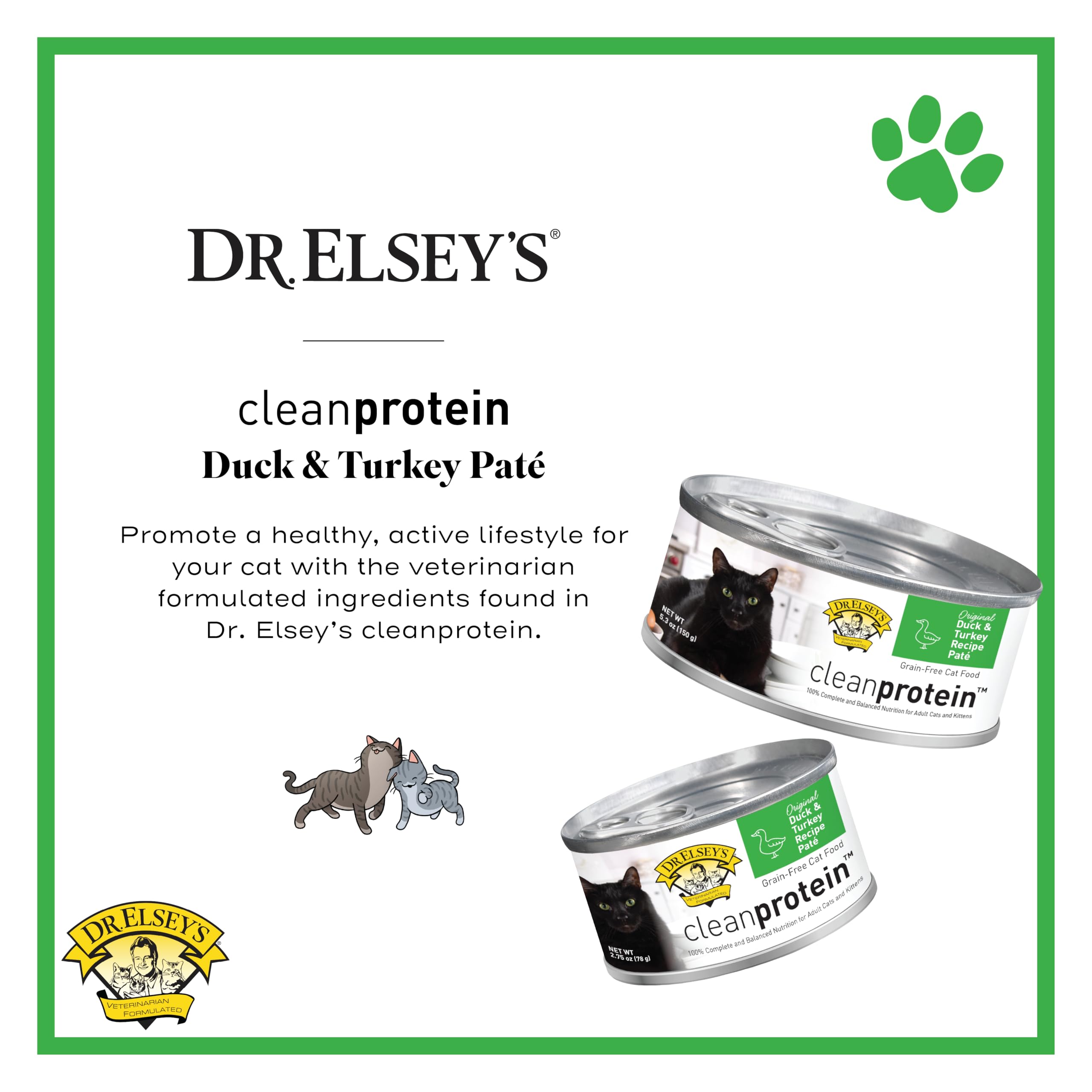Dr. Elseys cleanprotein Duck & Turkey Recipe Wet Cat Food, 2.75 oz Can (Case of 24)