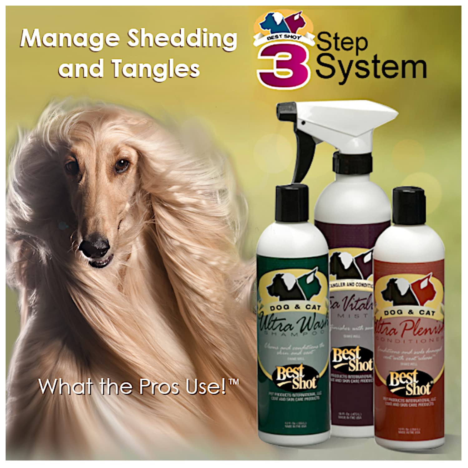 Best Shot Ultra Wash Shampoo, Soap-Free, Quick-Rinsing, Pet Coat Release Technology for Dogs, Cats & Horses, 1 Gallon, Pastel Green