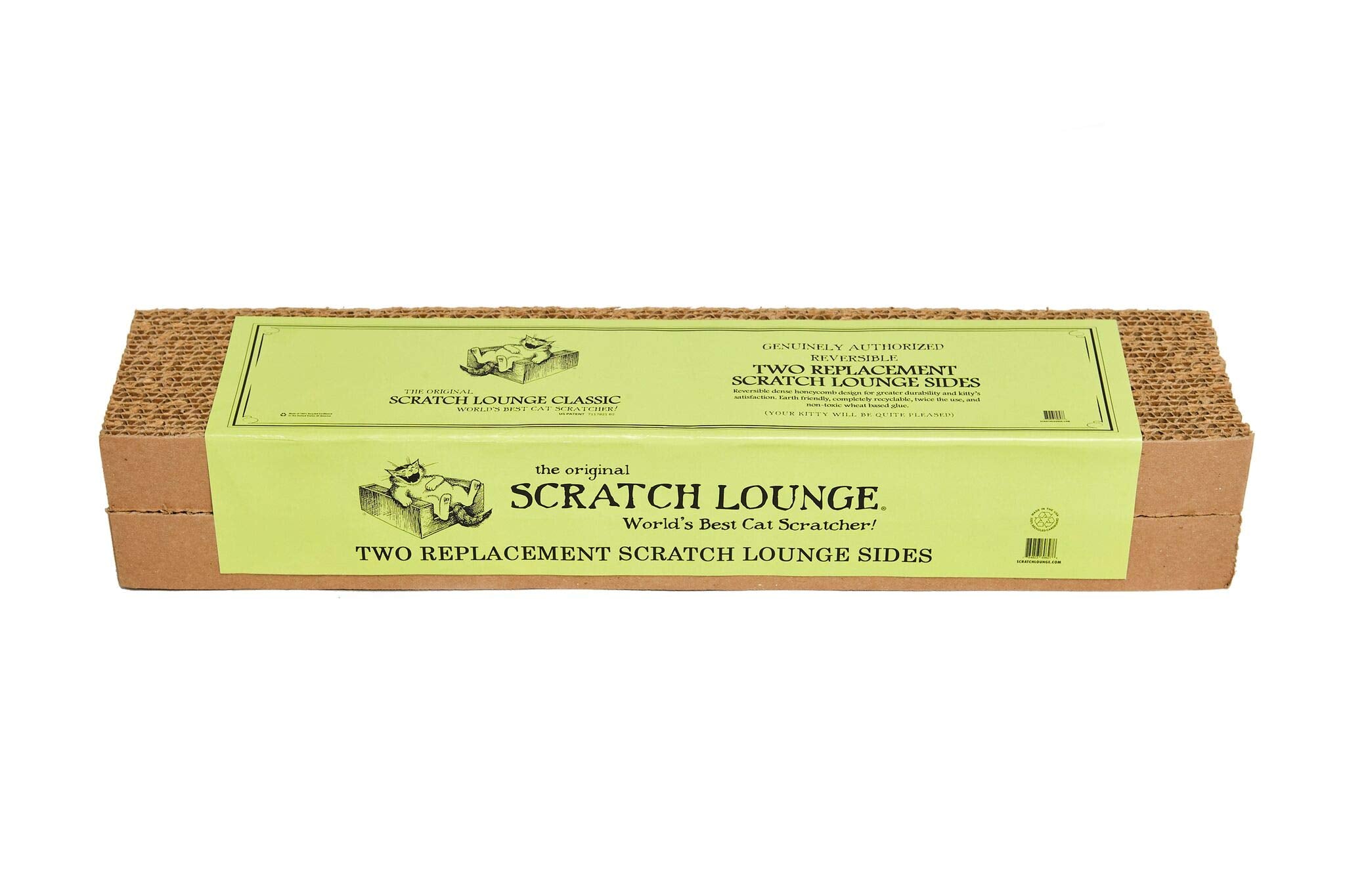 The Original Scratch Lounge - Reversible Side Replacement Scratch Pad Refills (2 Pack) - Worlds Best Cat Scratcher - Long Lasting And 100% Recyclable
