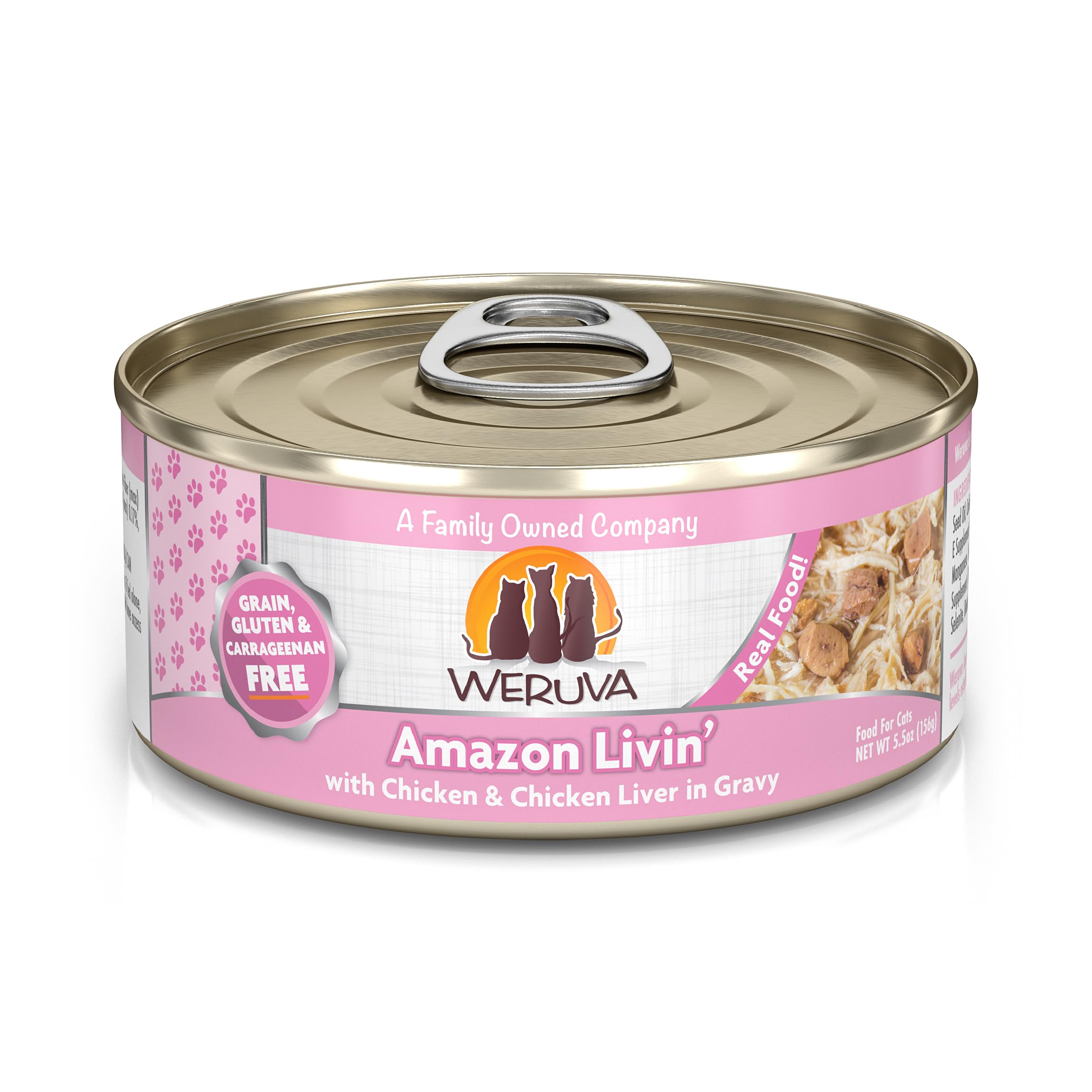 Weruva Classic Cat Food, Amazon Livin with Chicken Breast & Chicken Liver in Gravy, 5.5oz Can (Pack of 24)