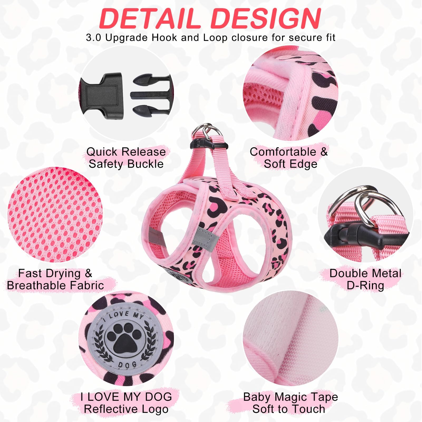 BEAUTYZOO Step in Dog Harness and Leash Set,Reflective Dog Harness No Pull No Choke Puppy Harness for Small Medium Dogs Cats,Sof