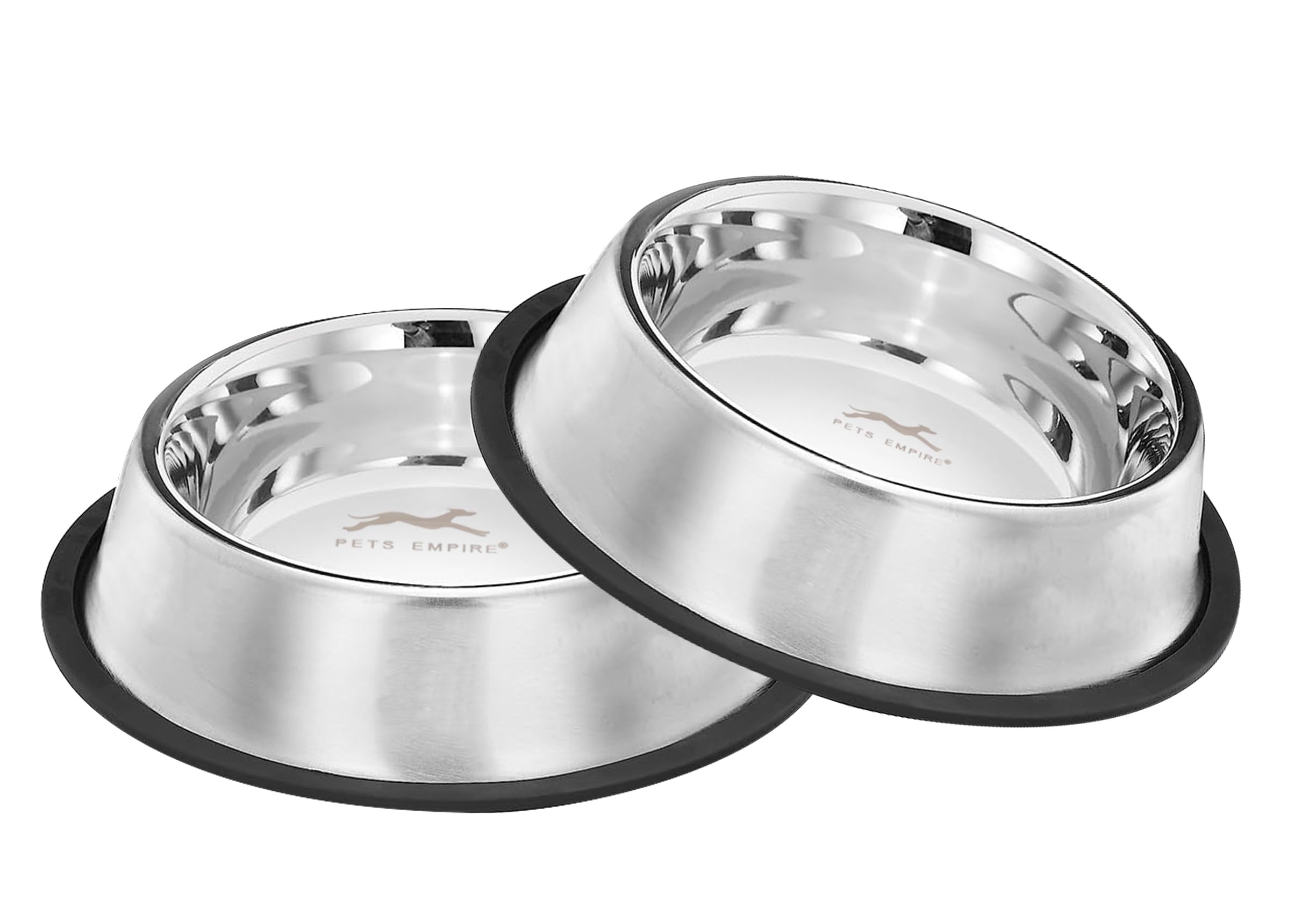 Pets Empire AntiSkid Dog Food Bowl (700 Ml  Pack Of 2) | Stainless Steel Dog Food & Water Feeding Bowl | Basic Pets Feeder  P