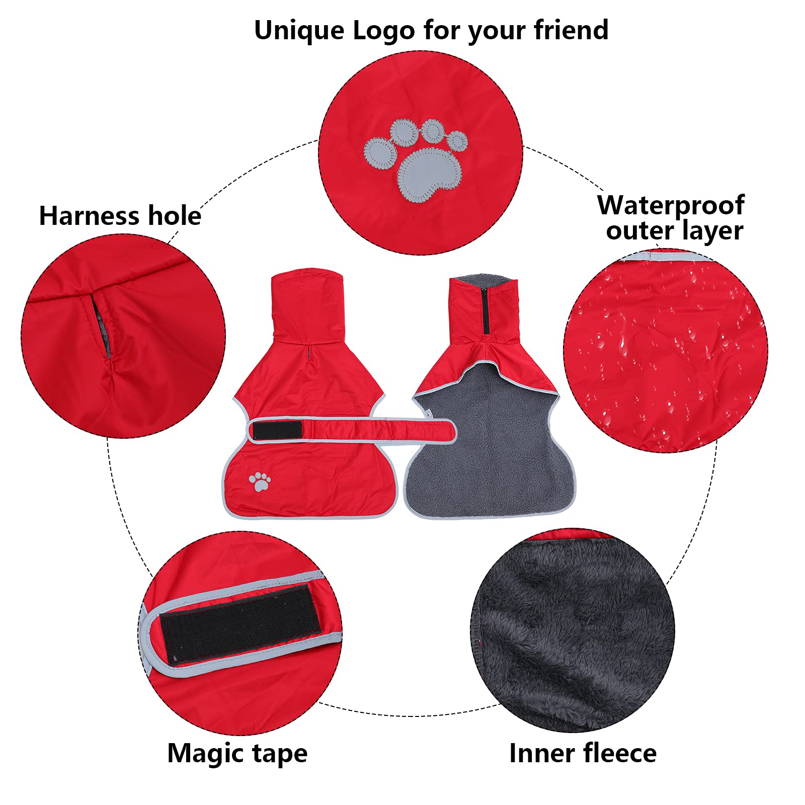 Dog Winter Coat Geyecete Greyhound Raincoat Fabric With Lamb Velvet Inside Outdoor Dog Apparel With Adjustable Bands For Medium,