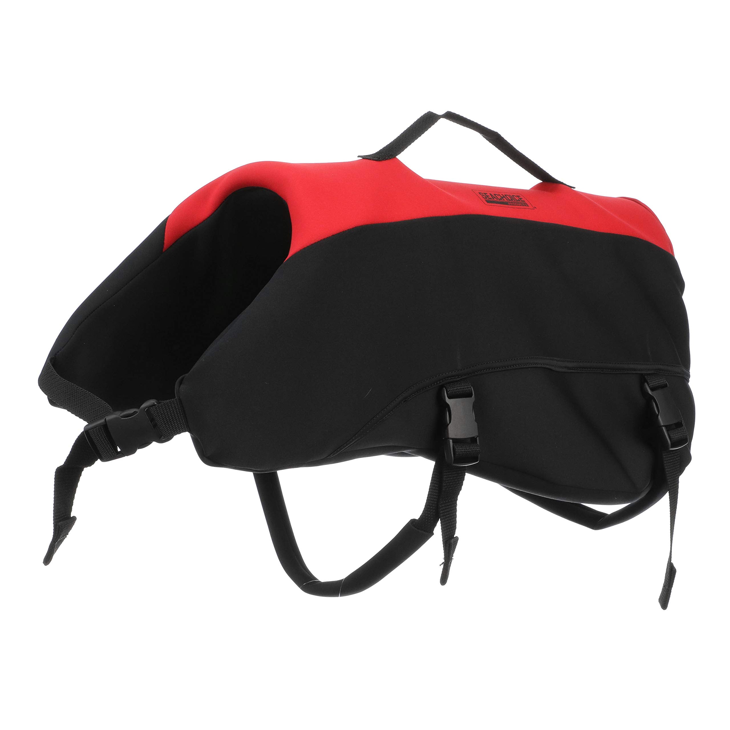 Seachoice Dog Life Vest, Adjustable Life Jacket For Dogs, W/Grab Handle, Red And Black, Size Xl, Over 90 Lbs.