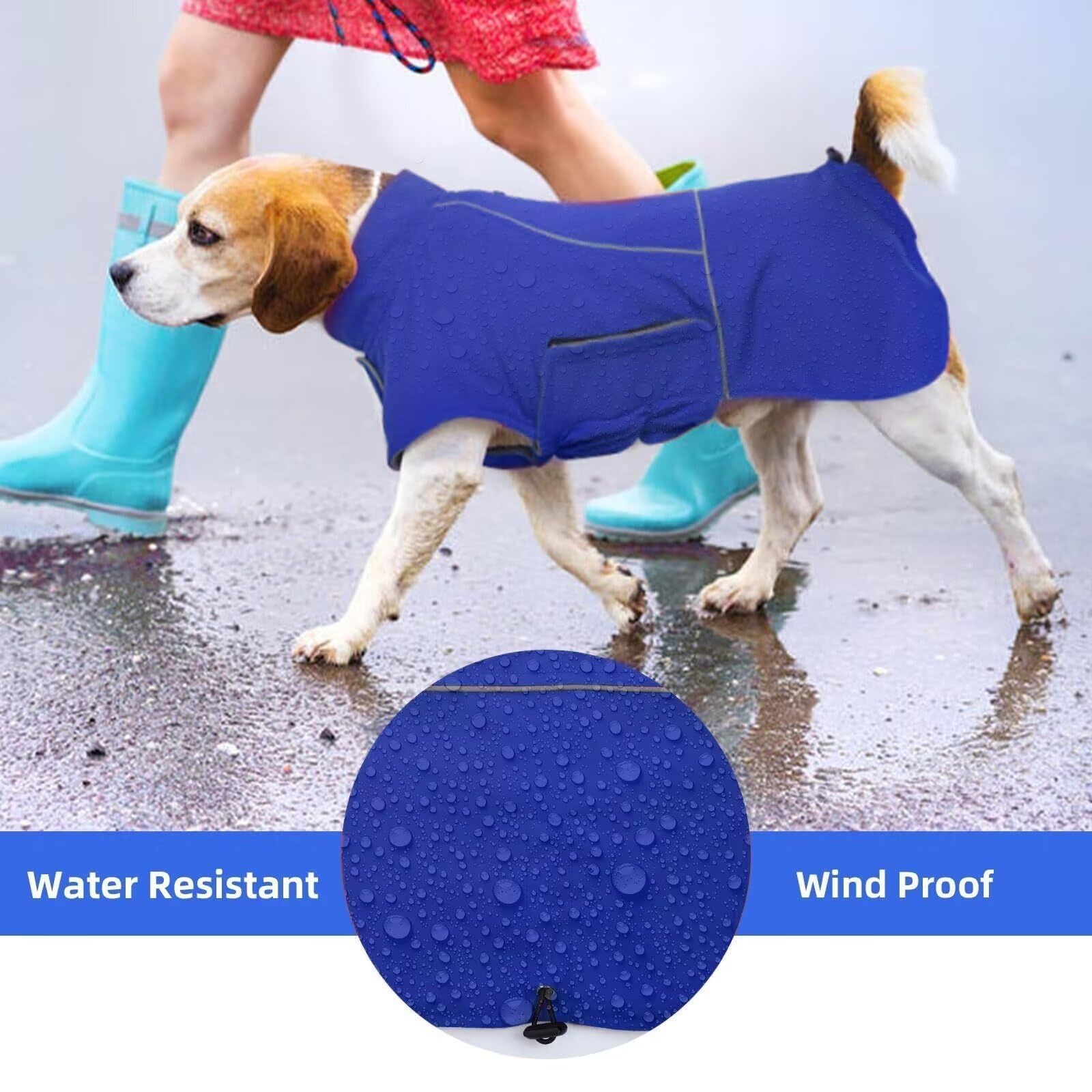 MIGOHI Dog Winter Jacket - Waterproof Fleece Lining Coat for Large Dogs, 4XL, Blue