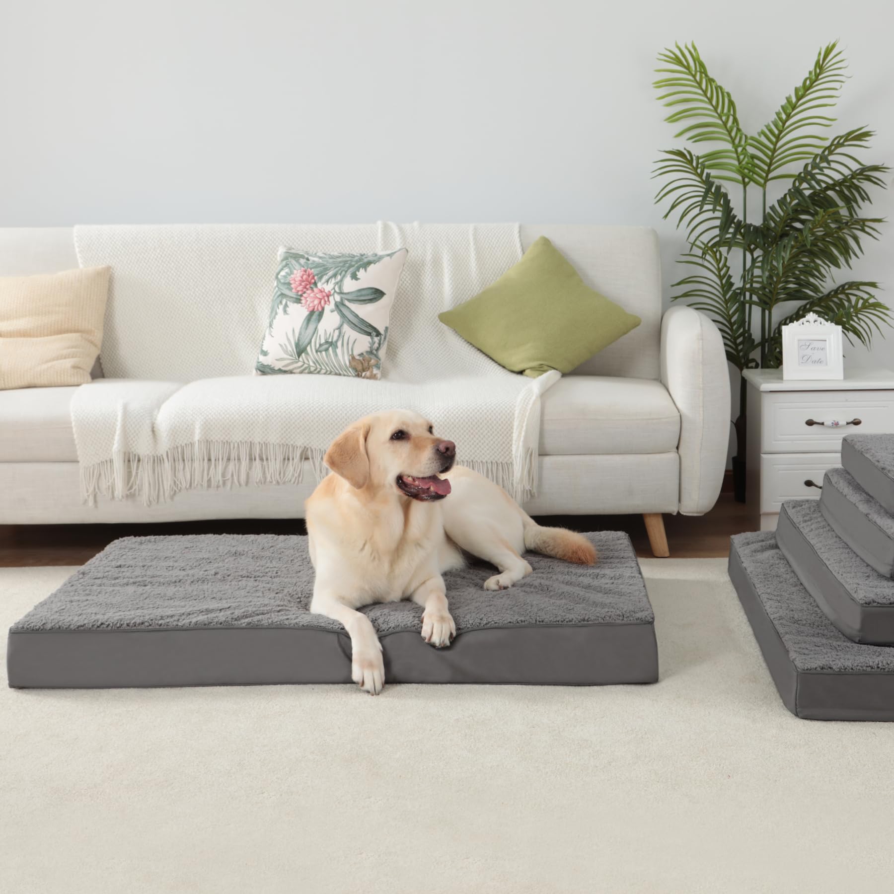 Mihikk Dog Bed Waterproof Dog Beds Medium Sized Dog Orthopedic Crate Bed With Removable Washable Cover Egg-Crate Foam Pet Pad Ma