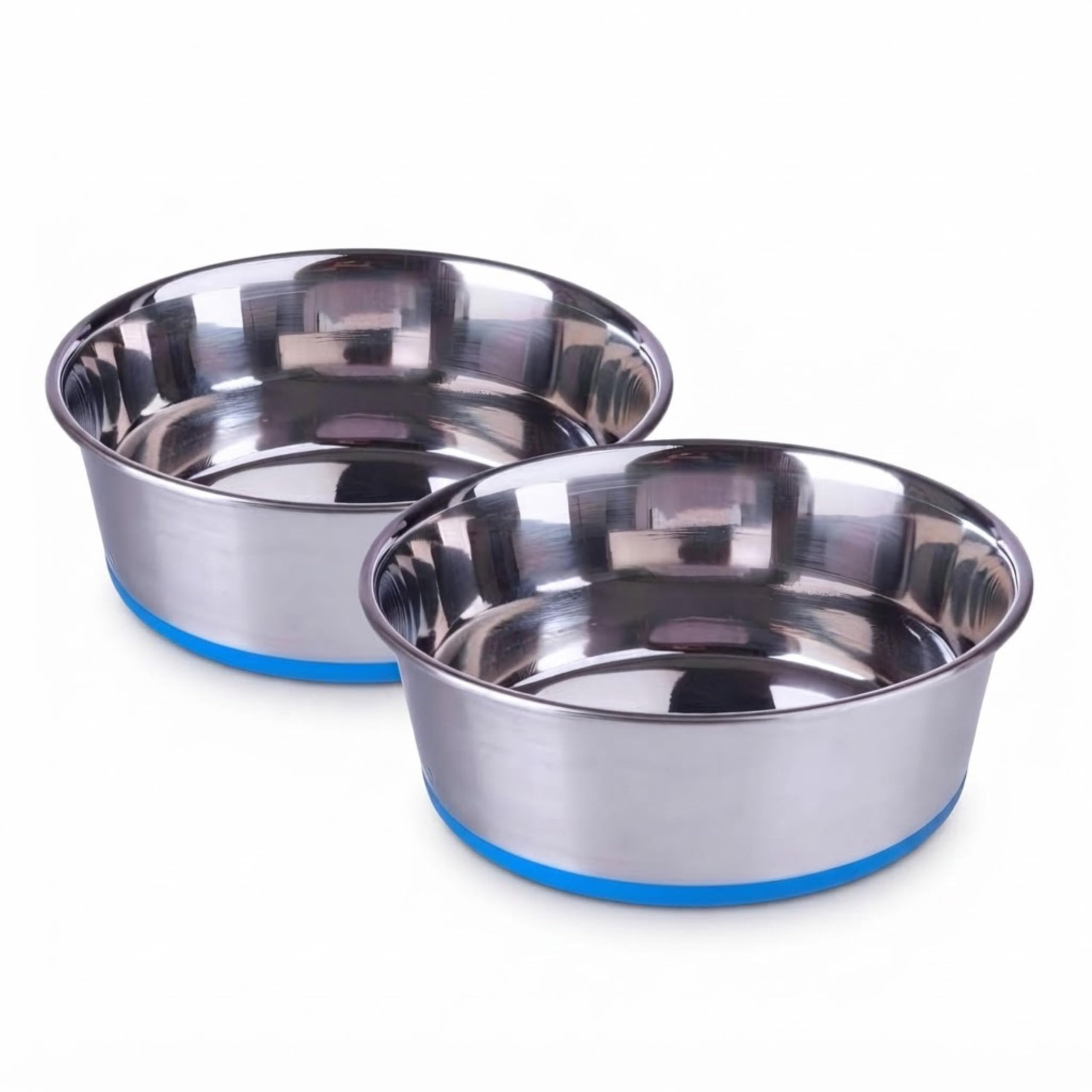 Pets Empire Heavy Dog Bowl | Dog Bowl Big & Large Size |100% Silicon Bonded Rubber Base Stainless Steel Feeding Bowls For Puppie
