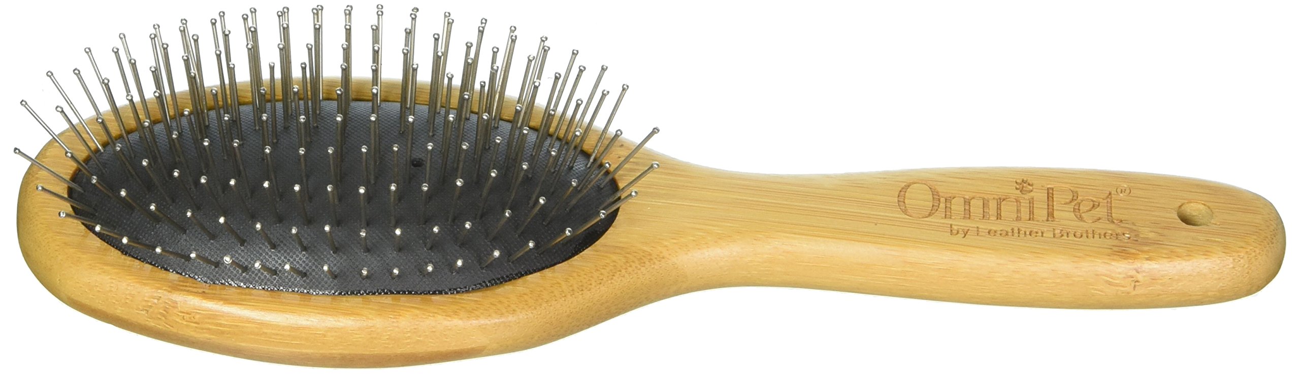 Omnipet Pro-Finish Pin Grooming Brush With Carbonized Bamboo Handle, Large, 9'