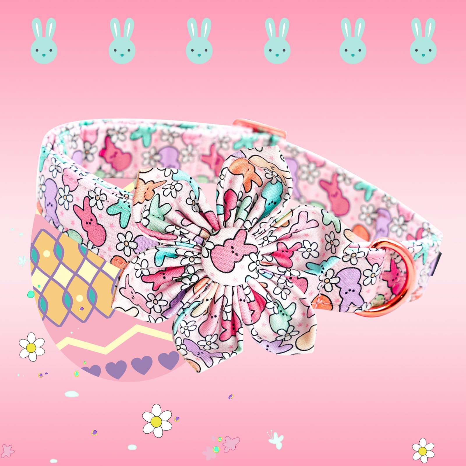 Lionheart Glory Easter Day Dog Collar With Flower Dog Collar For Large Dogs, Rabbits Dog Collars Colorful Dog Collar Spring Coll