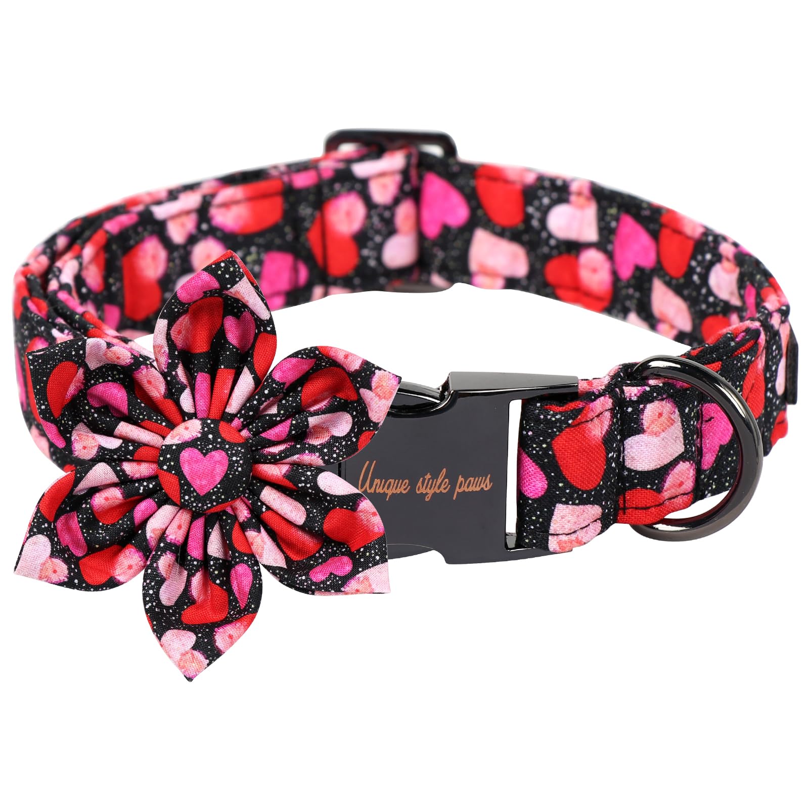 Unique Style Paws Valentine'S Dog Collar With Flower Colorful Heart Love Dog Collars For Small Medium Large Dog New