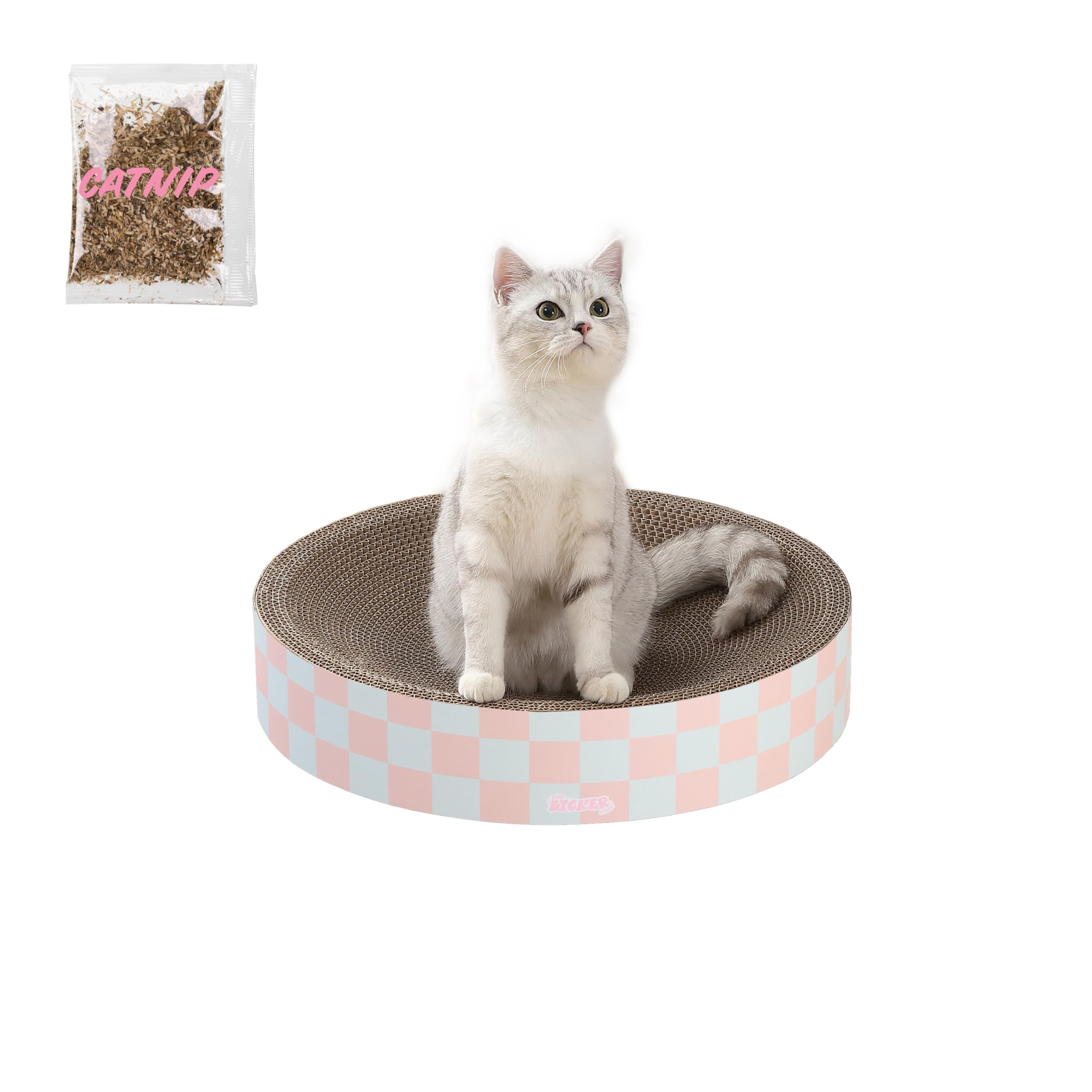 The Licker Store Csr1010E Nelson 20.13 Modern Cardboard Round Bowl Cat Scratcher With Catnip, Strawberry Milkshake