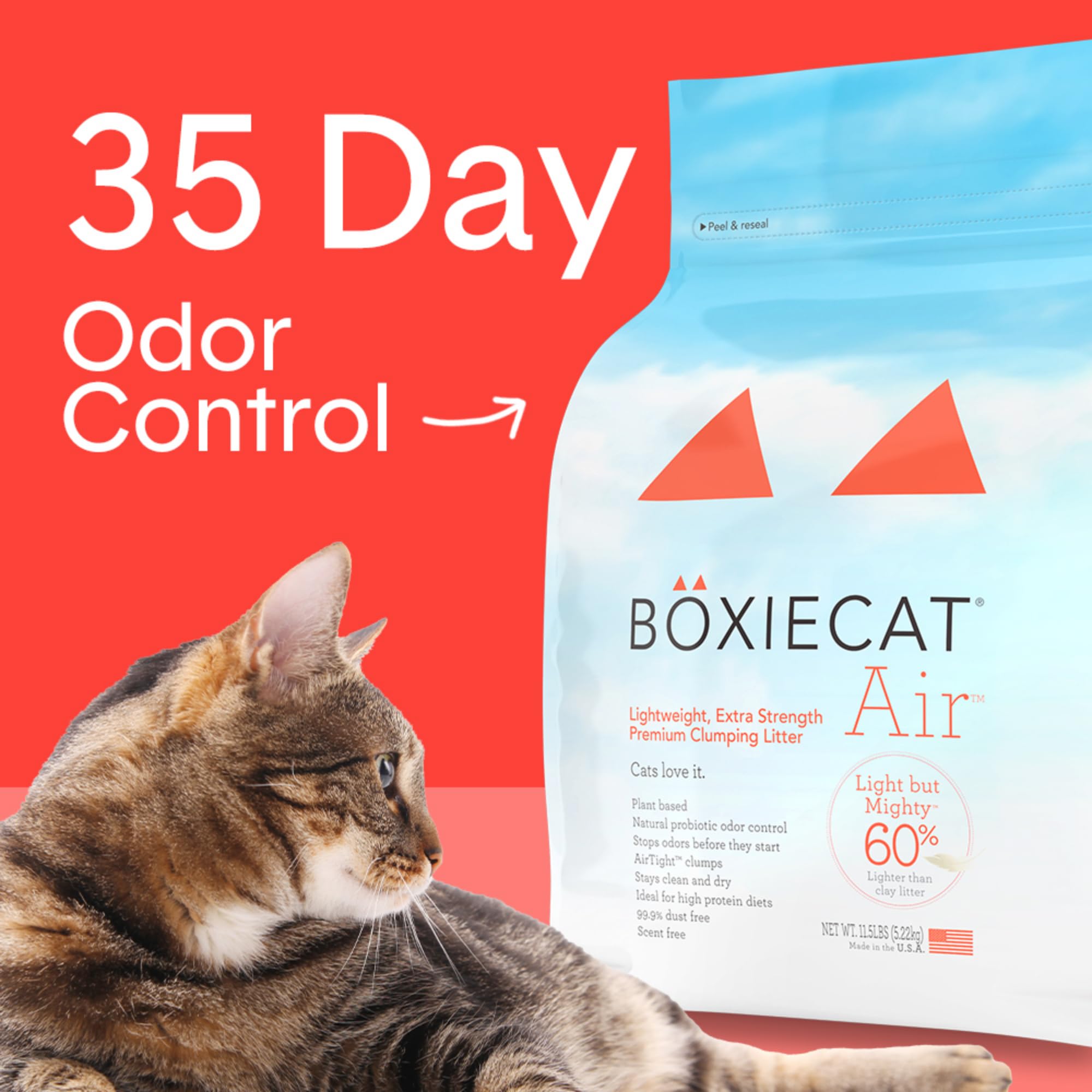 Boxie Extra Strength Cat Litter, Lightweight 35-Day Odor Control, Clumping, 16.5Lb