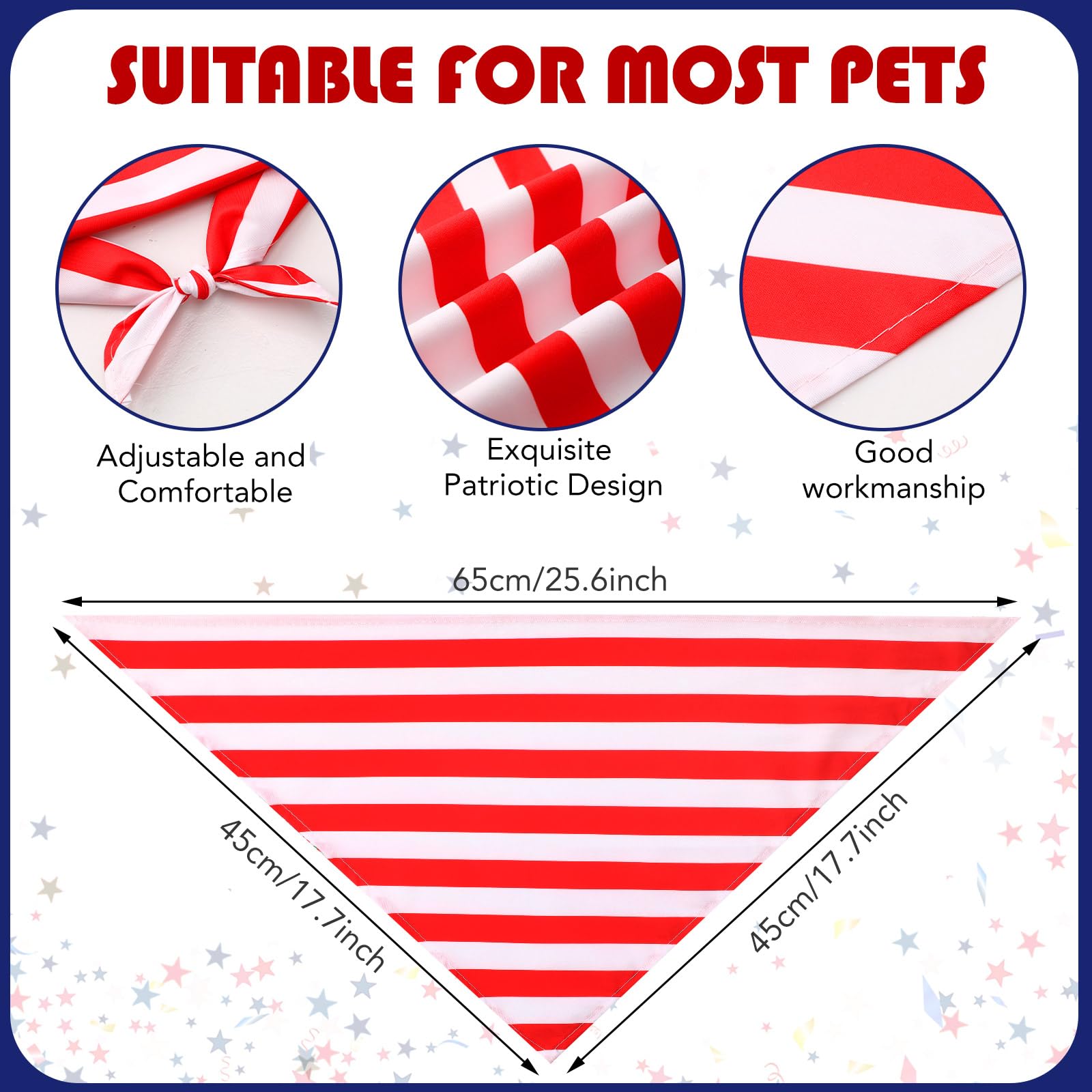 Weewooday 12 Pcs Patriotic Dog Bandanas Veterans Day Red White Blue Stripes Star Bandanas for Dogs Triangle Kerchief Bibs Scarf