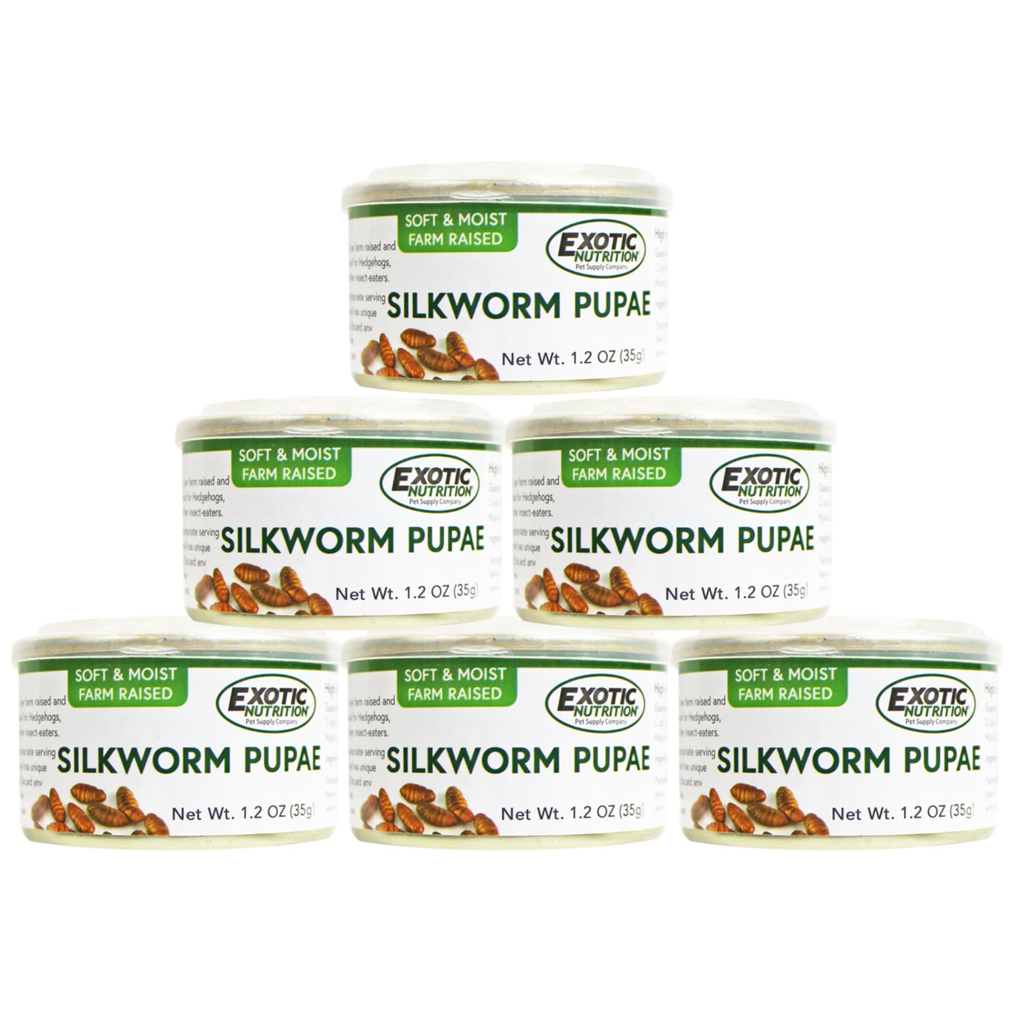 Canned Silkworms 1.2 oz (6 Pack) - Healthy High Protein Insect Treat - Hedgehogs, Sugar Gliders, Reptiles, Wild Birds, Chickens,