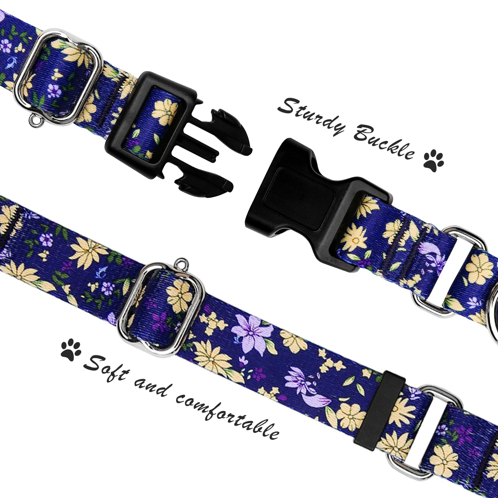 Hikiko Martingale Collar For Dogs Cute Floral Dog Collar For Small Medium Large Dogs Anti Pull Quick Release Buckle Dog Collars