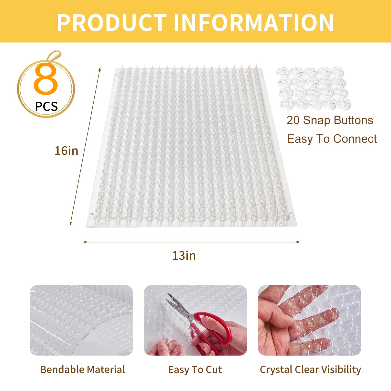 Mardili Cat&Dog Reppllent Outdoor/Indoor Spike Scat Mat, Garden Scat Mats,Set Of 8