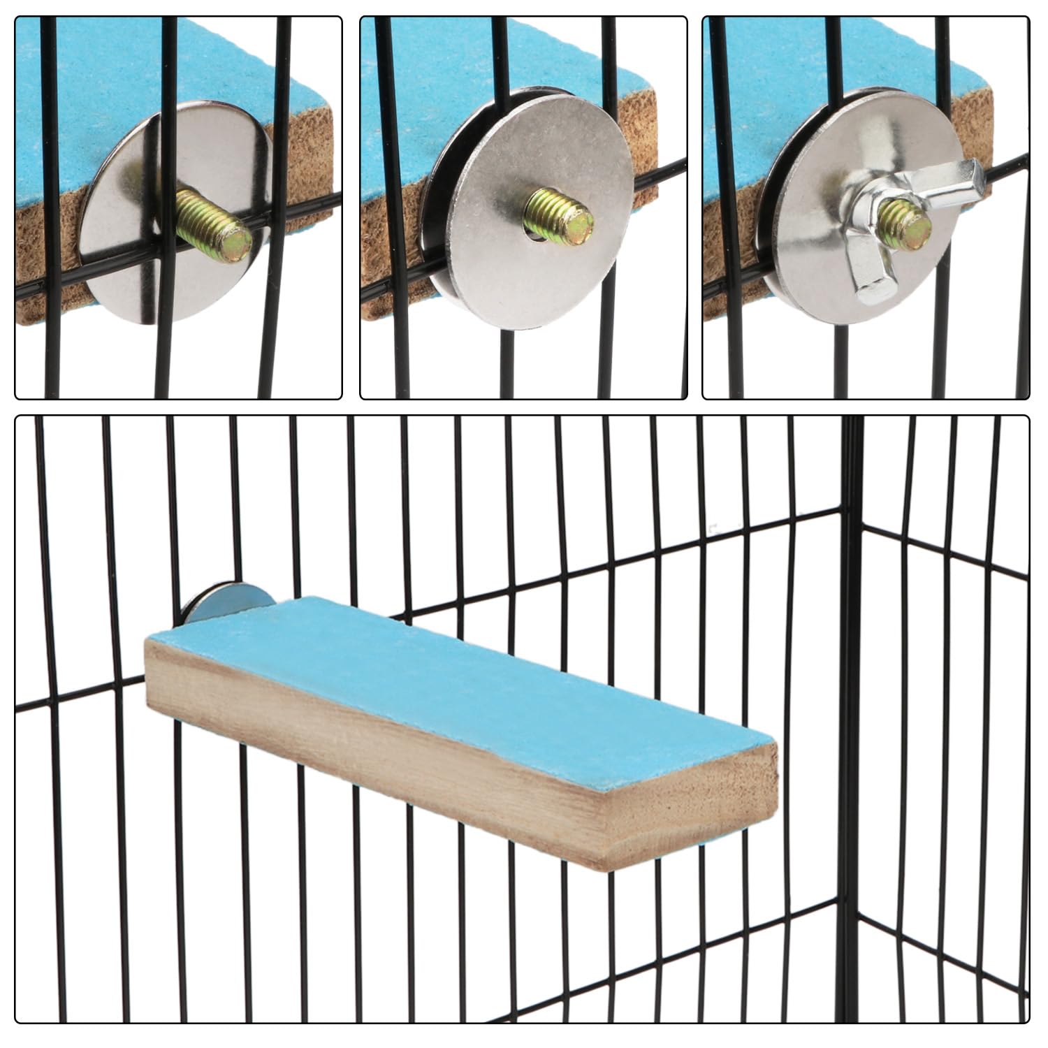 Hypeety Parrot Wooden Perch Platform Playground Macaw African Greys Budgies Parakeet Cockatiels Conure Macaw Finch Cage Shelf Toy Cage Accessories（Random Color） (A)