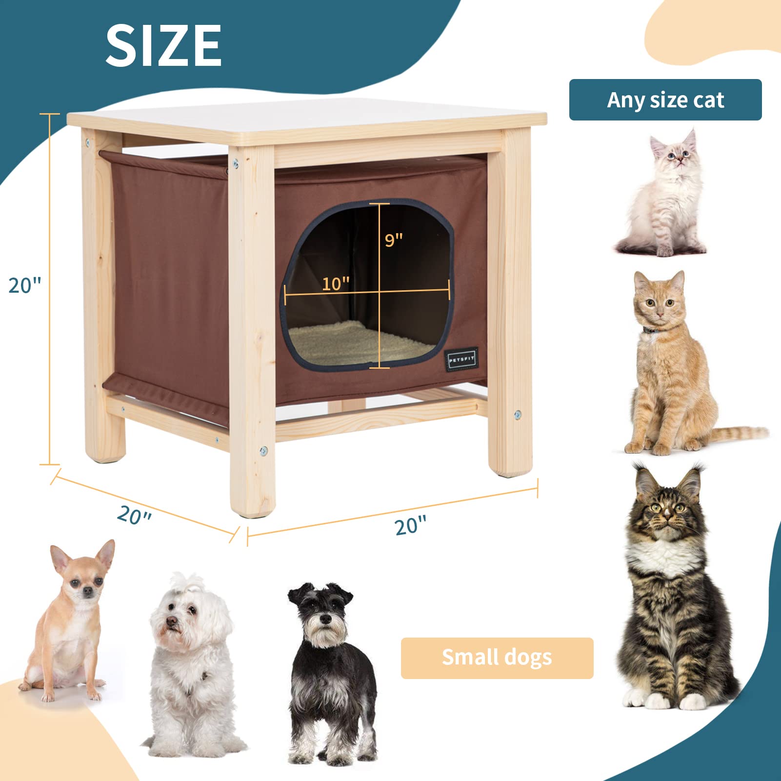 Petsfit Indoor Cat House Furniture, Small Dog House, Hanging Design Cat Cave With Thicken Wood Panel And Cover With Durable Oxford Cloth