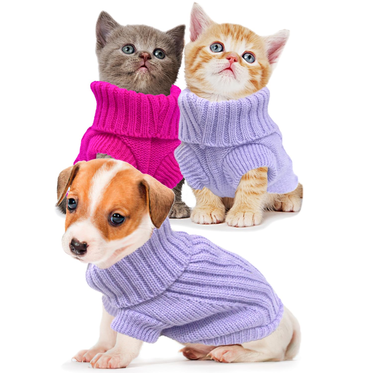 Generic Knitted Dog Sweater For Small Dogs Autumn Puppy Sweaters Winter Cute Dog Clothes Turtleneck Thick Warm Small Dog Pullove