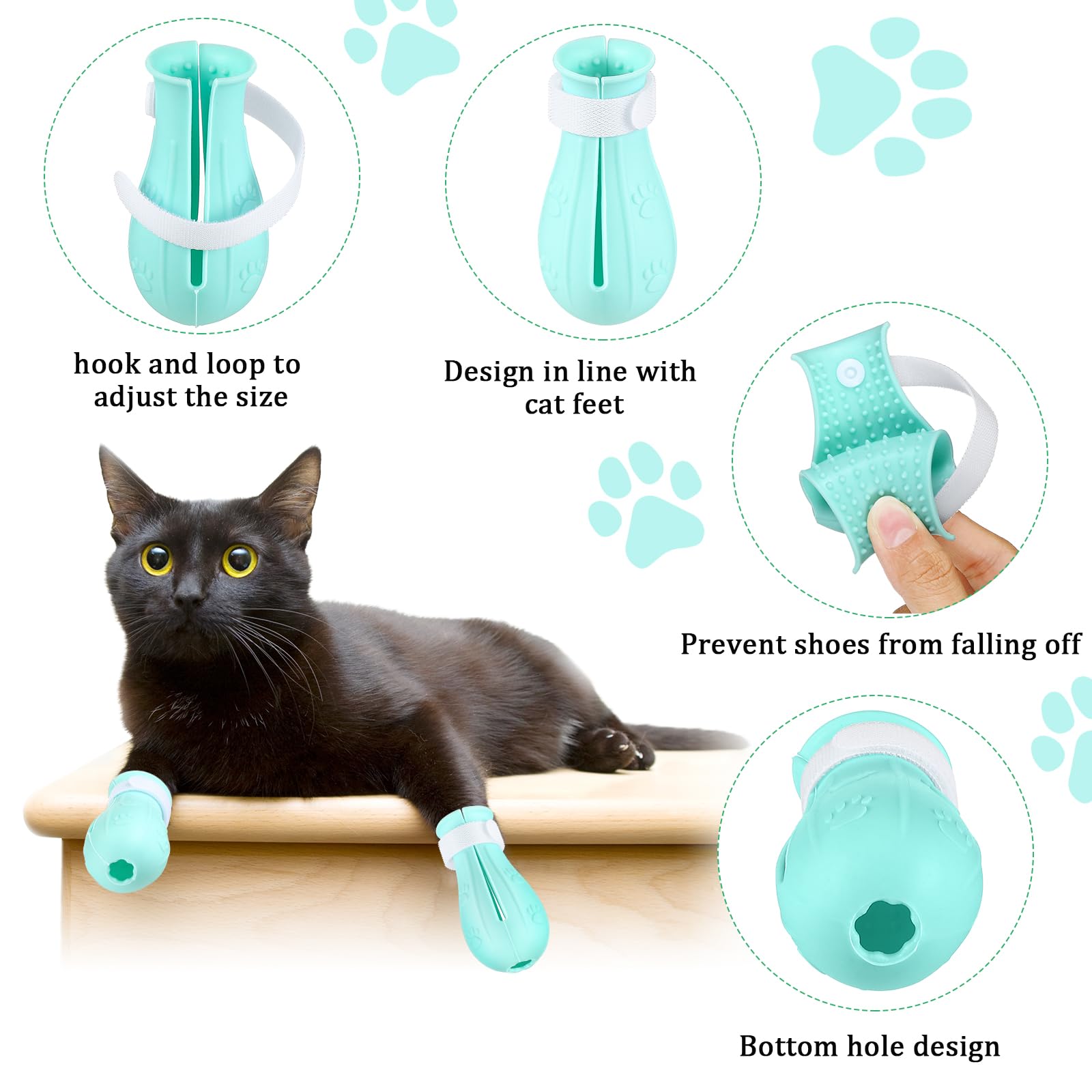 Cat Muzzle For Grooming Cat Adjustable Hood With Cat Paw Covers, Kitten Breathable Anti Bite Muzzles Anti Scratch Boots Silicone Cat Shoes Boots Cat Paw Protector For Cats Bathing Shaving (Medium)