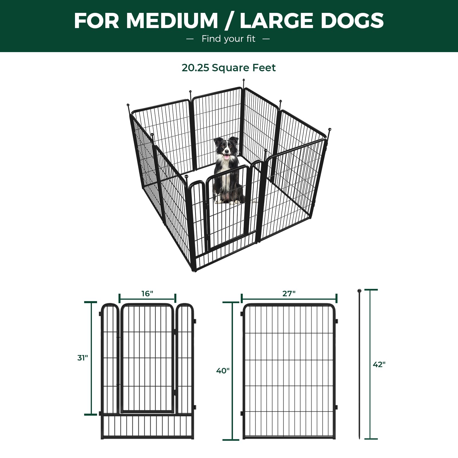 Fxw Rollick Dog Playpen For Yard, Rv Camping, 40 Inch 8 Panels For Medium And Large Dogs│Patented