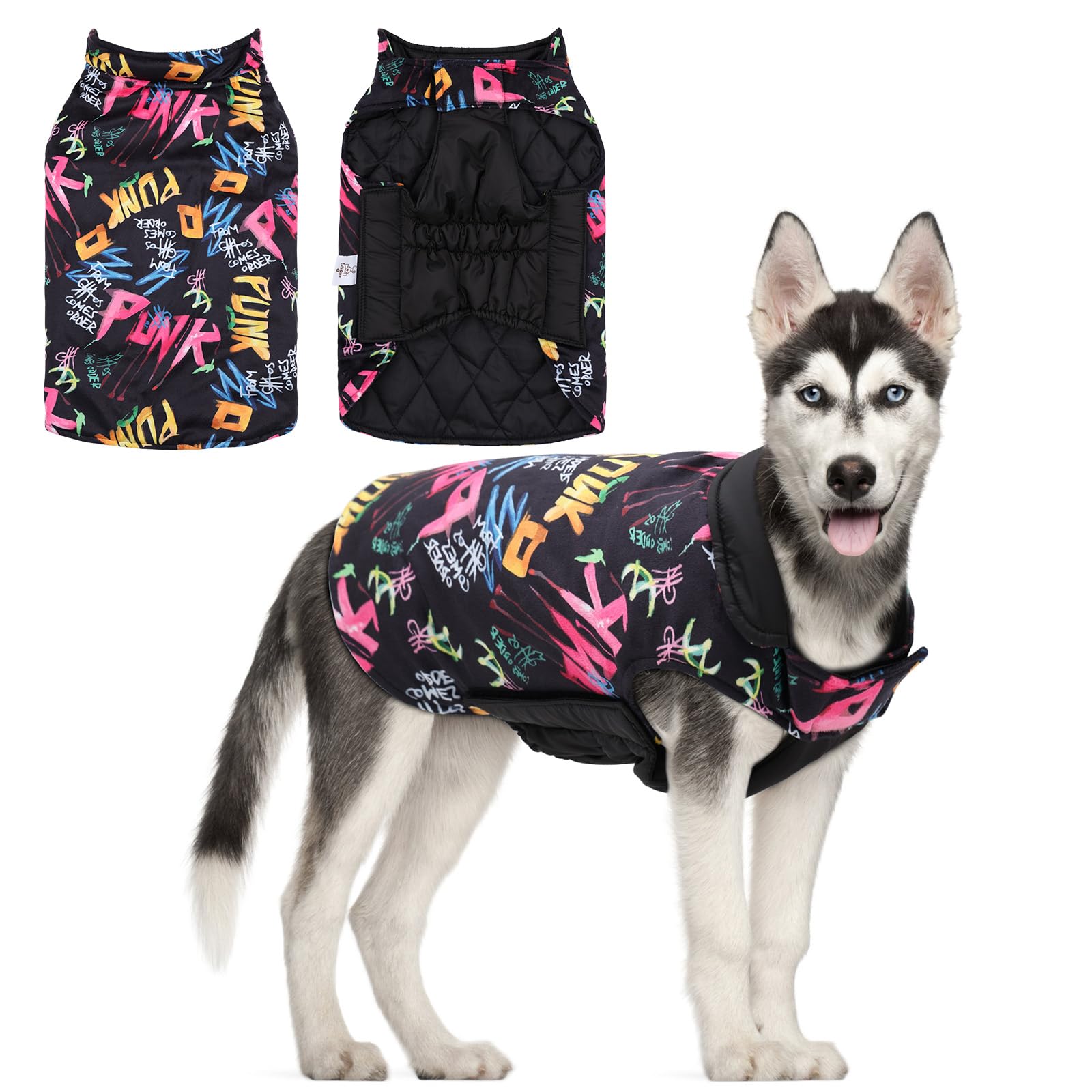 Gmf31S Winter Dog Jacket - Reversible, Windproof & Waterproof, Thick Soft Coat With Leash Hole For Small, Medium & Large Dogs