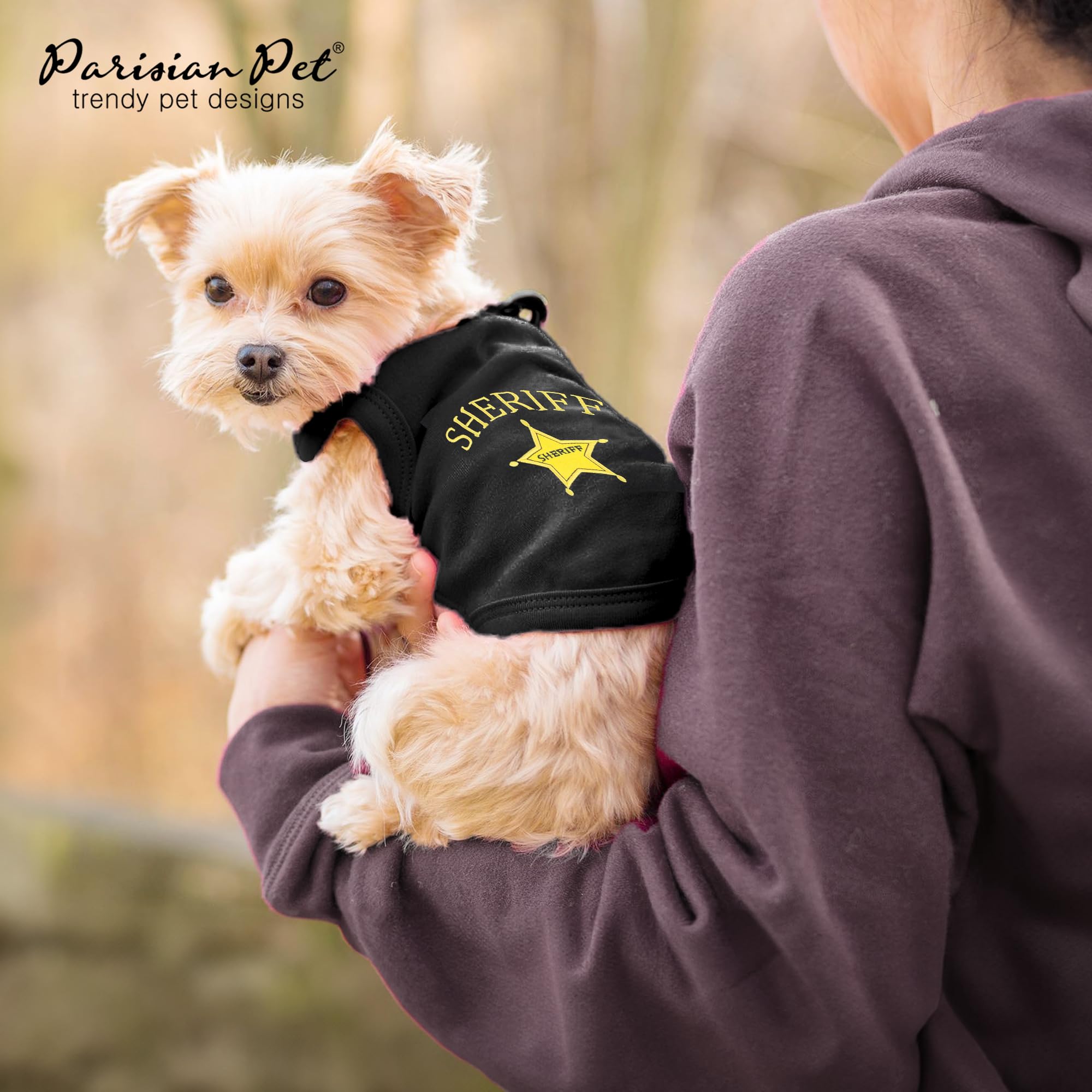 Parisian Pet Dog Tshirt - Embroidered “ Sheriff “ Dog Shirt - Lightweight And Skin Friendly Dog Clothes - Sleeveless Dog Tee Shirts - Machine Washable Dog Shirt For Large Dogs - 2Xl