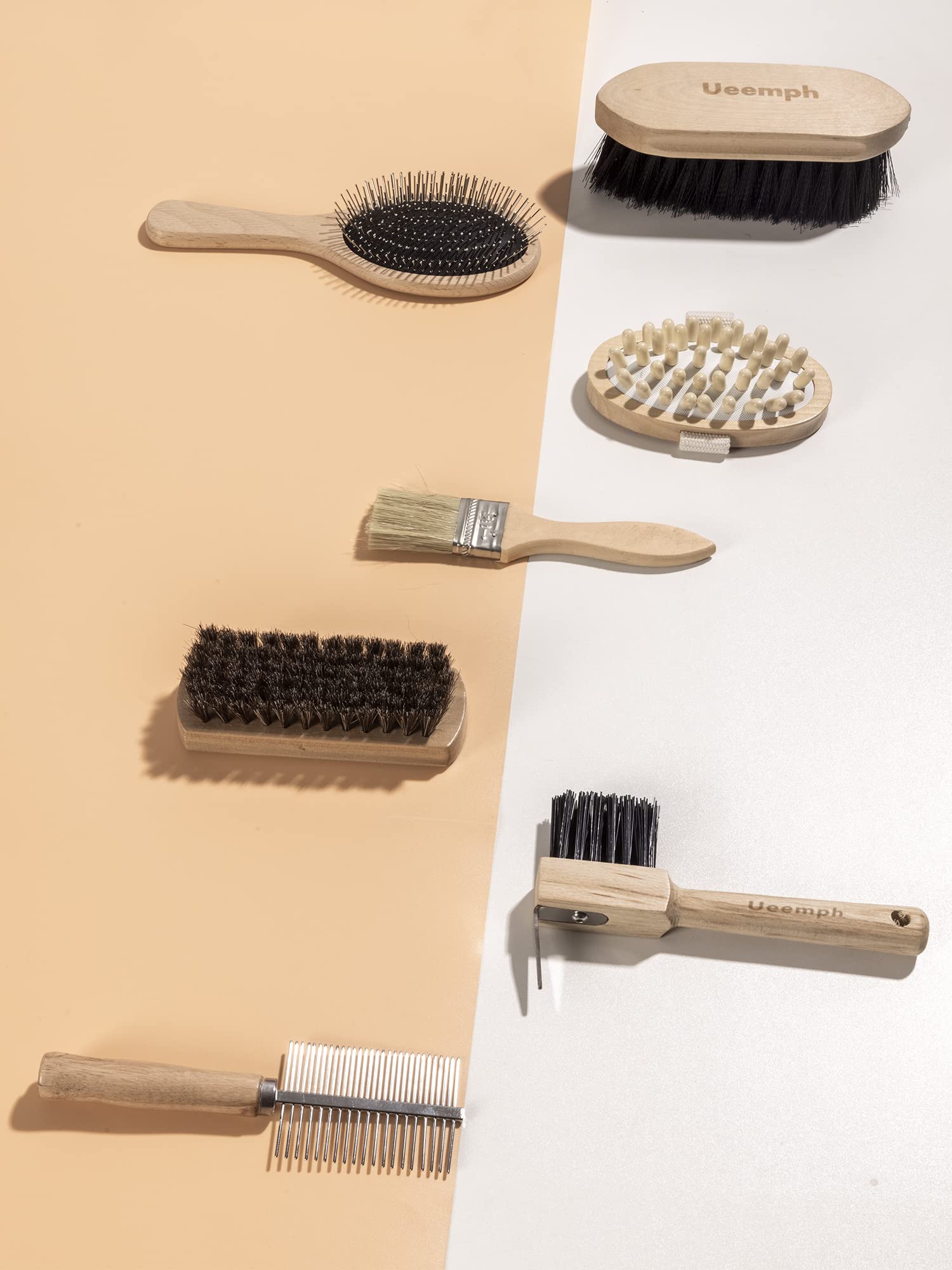 Ueemph Horse Grooming Kit - 12-Piece Set, Black Brushes, Storage Bag, Gloves, Mane Comb - Perfect Horse Gifts for Girls