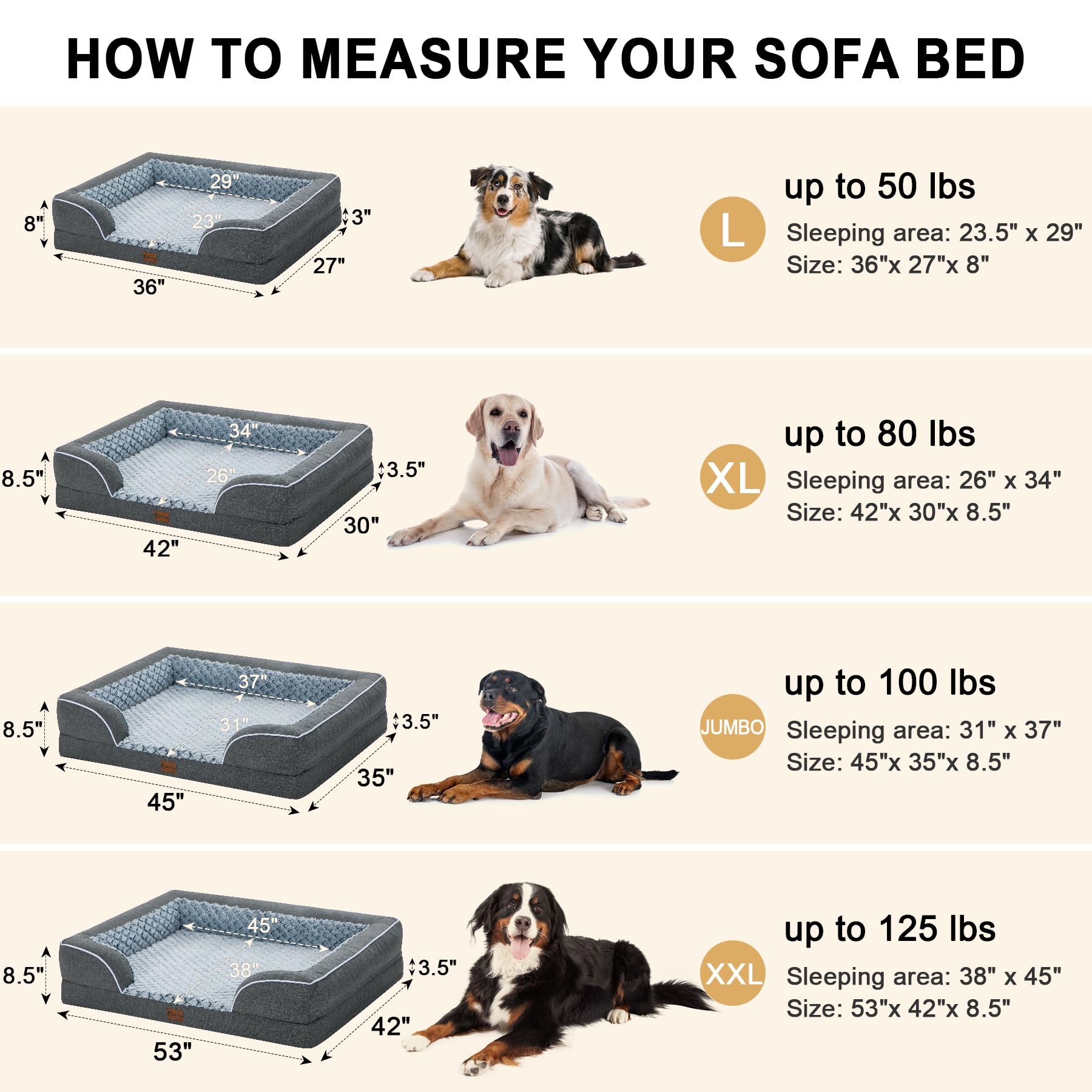 Casa Paw Orthopedic Xl Dog Bed For Extra Large Dogs, Waterproof Memory Foam Dog Beds With Sides, Non-Slip Bottom And Egg-Crate F