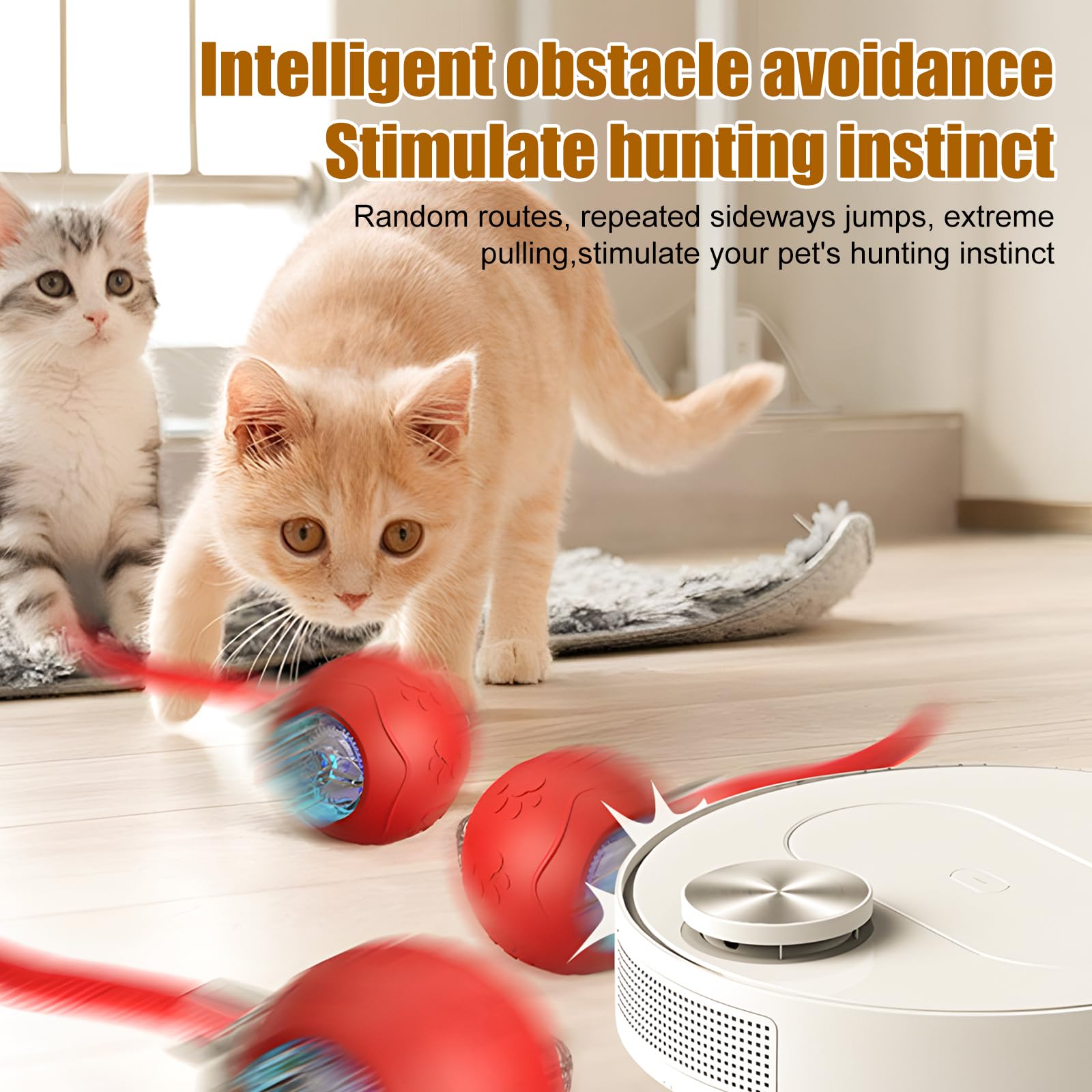 Alxuses 360 Smart Automatic Rolling Pet Ball,Interactive Cat Toys Balls,Automatic Moving Cat Balls,Interactive Cat Toys for Bore