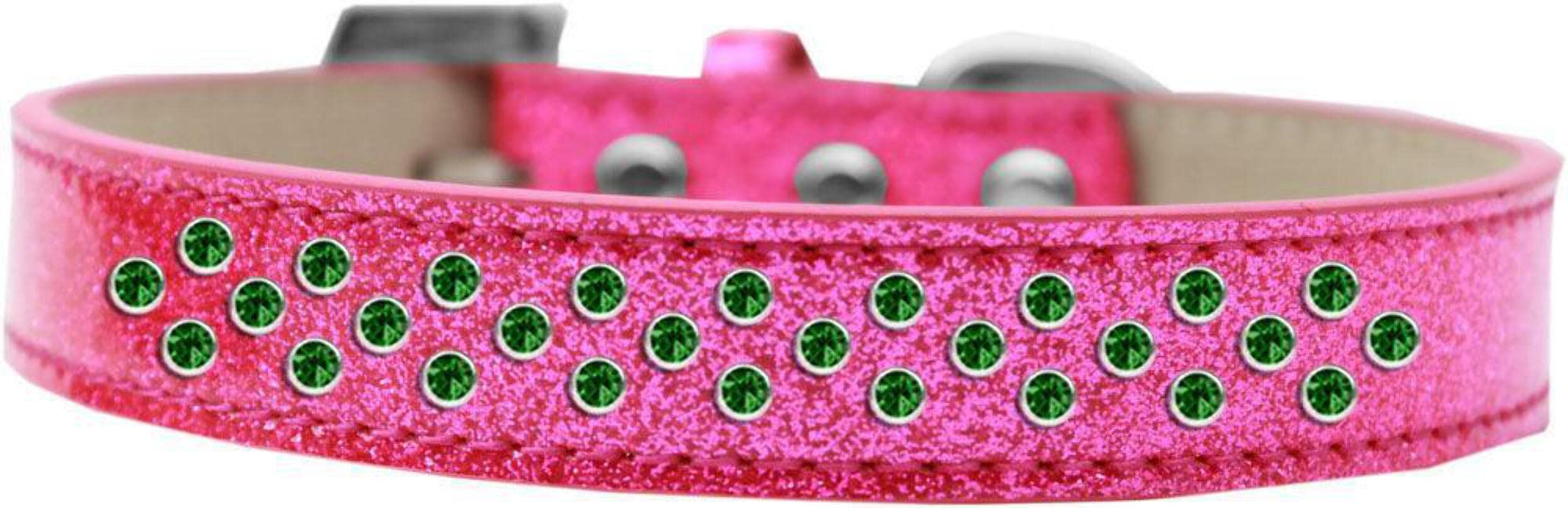 Dog, Puppy & Pet Ice Cream Collar, Emerald Green Crystal Rimsets Sprinkles Pink 20