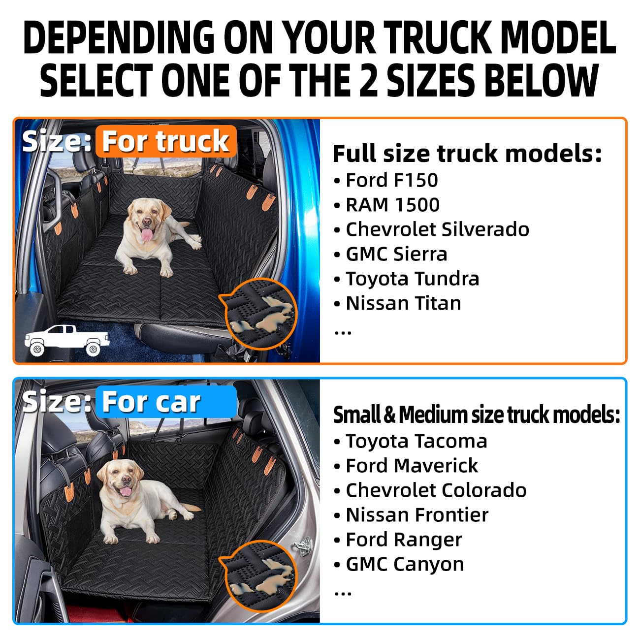 MAXFUT Dog Back Seat Extender for Truck - Faux Leather, Black, Hard Bottom, Model MAXFUT-01, Perfect for F150/RAM1500/Silverado